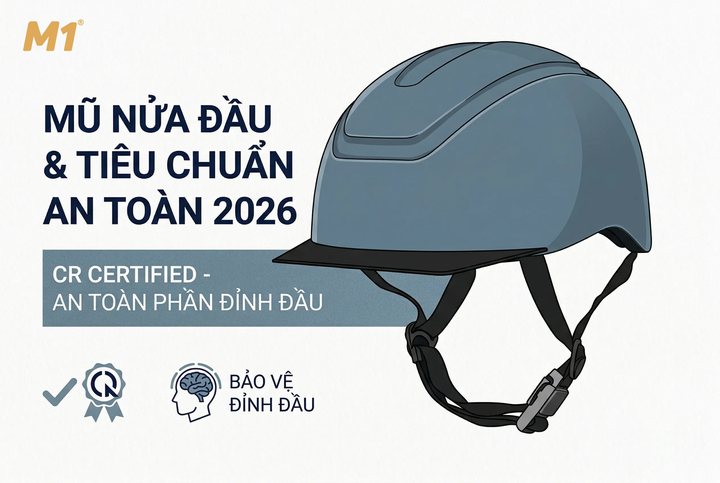 Mũ bảo hiểm nửa đầu có an toàn không theo tiêu chuẩn 2026