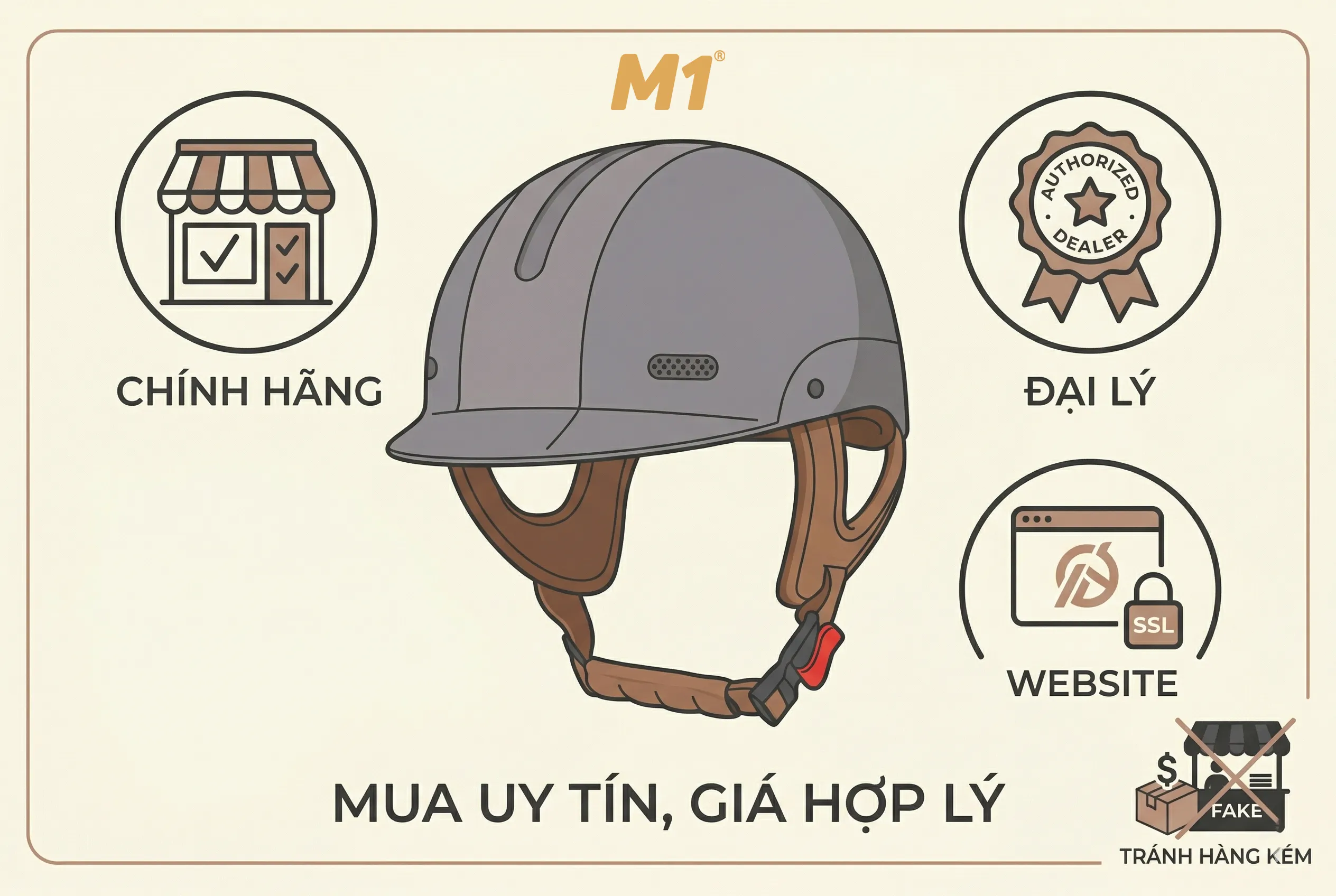 Mua mũ bảo hiểm 1/2 dưới 500k ở đâu uy tín