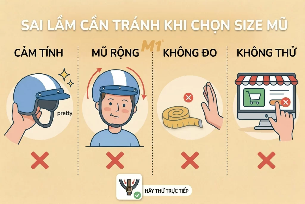 Sai lầm cần tránh khi chọn size mũ