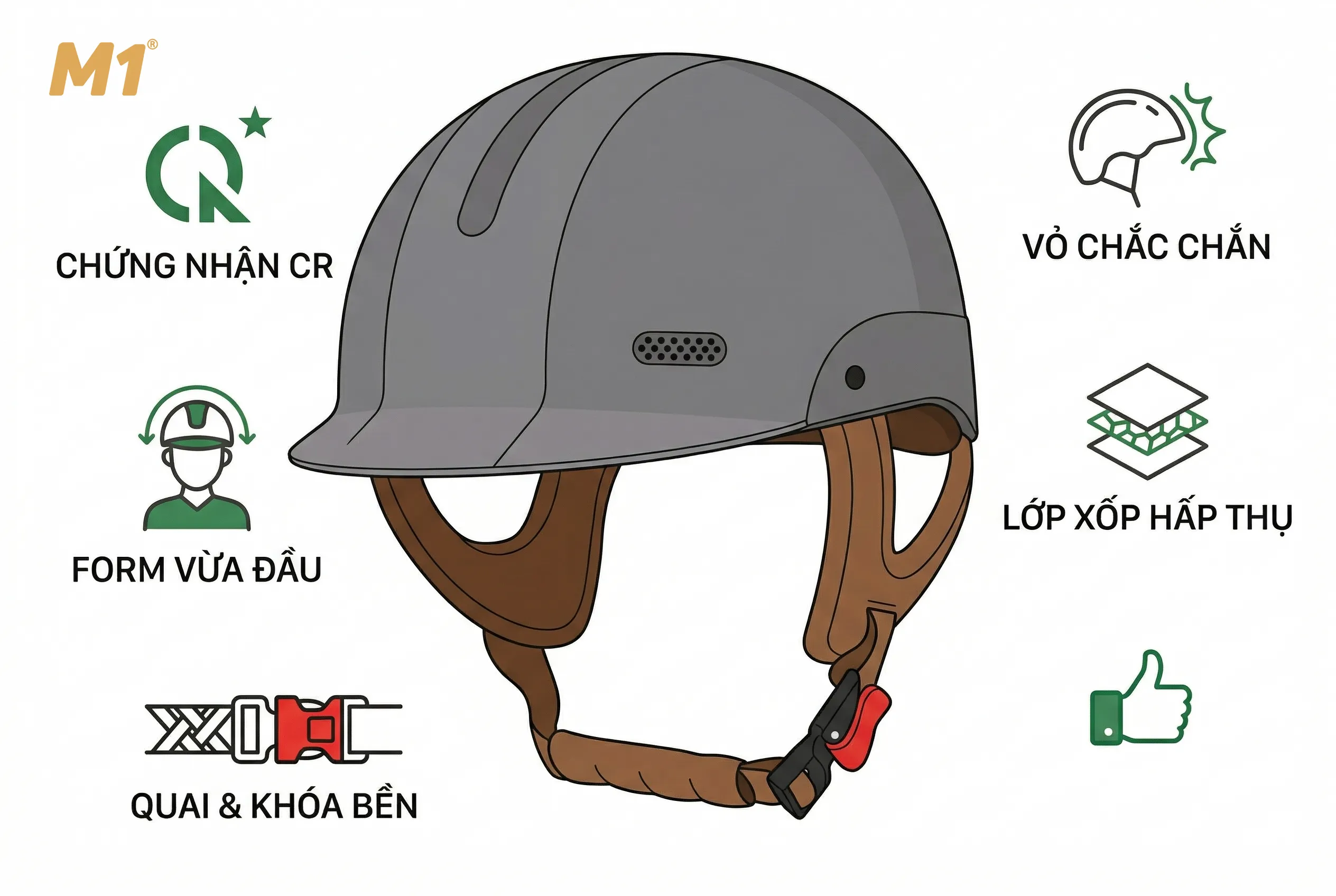 Tiêu chí chọn mũ bảo hiểm 1/2 dưới 500k chất lượng