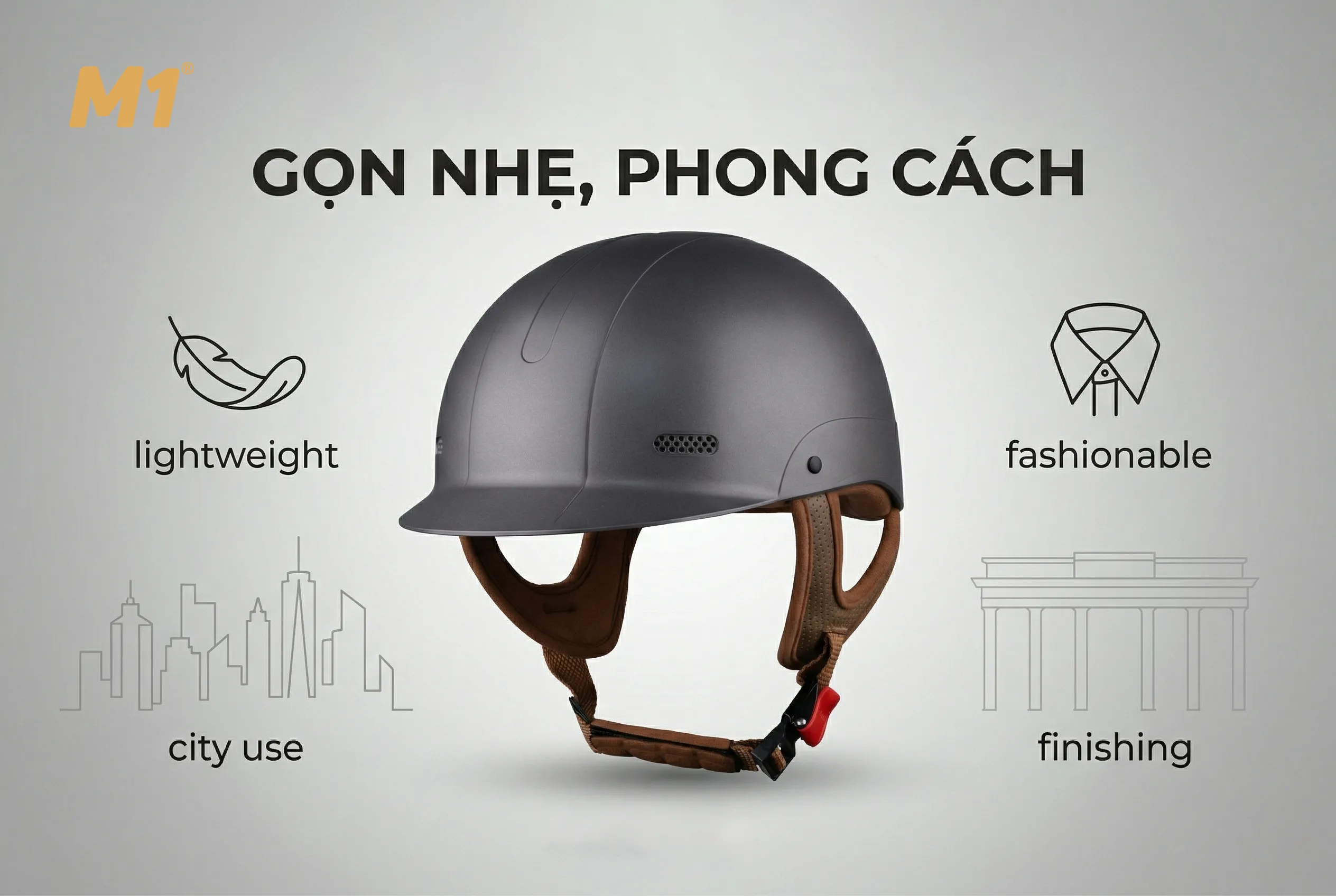 Ưu điểm nổi bật của mũ bảo hiểm 1/2 M1helmet