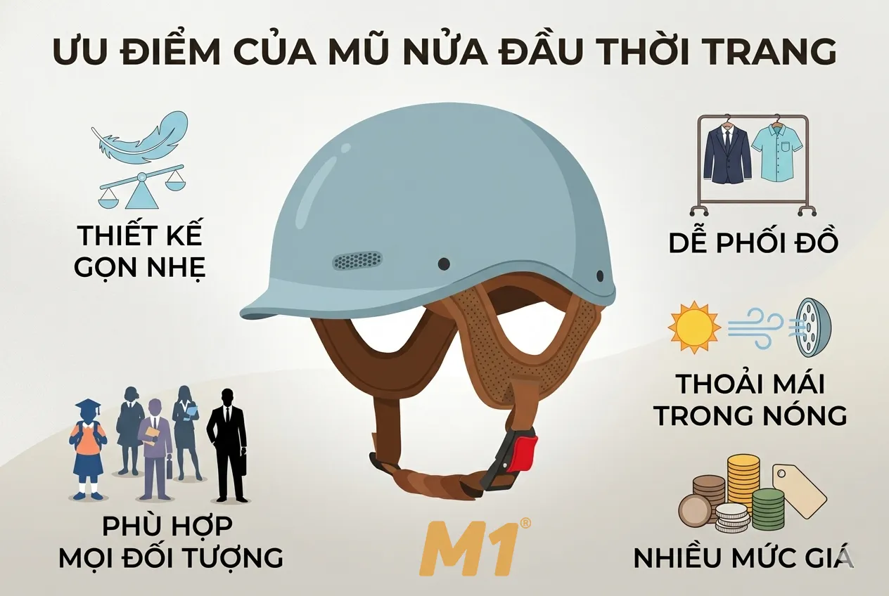 Ưu điểm nổi bật của mũ nửa đầu thời trang