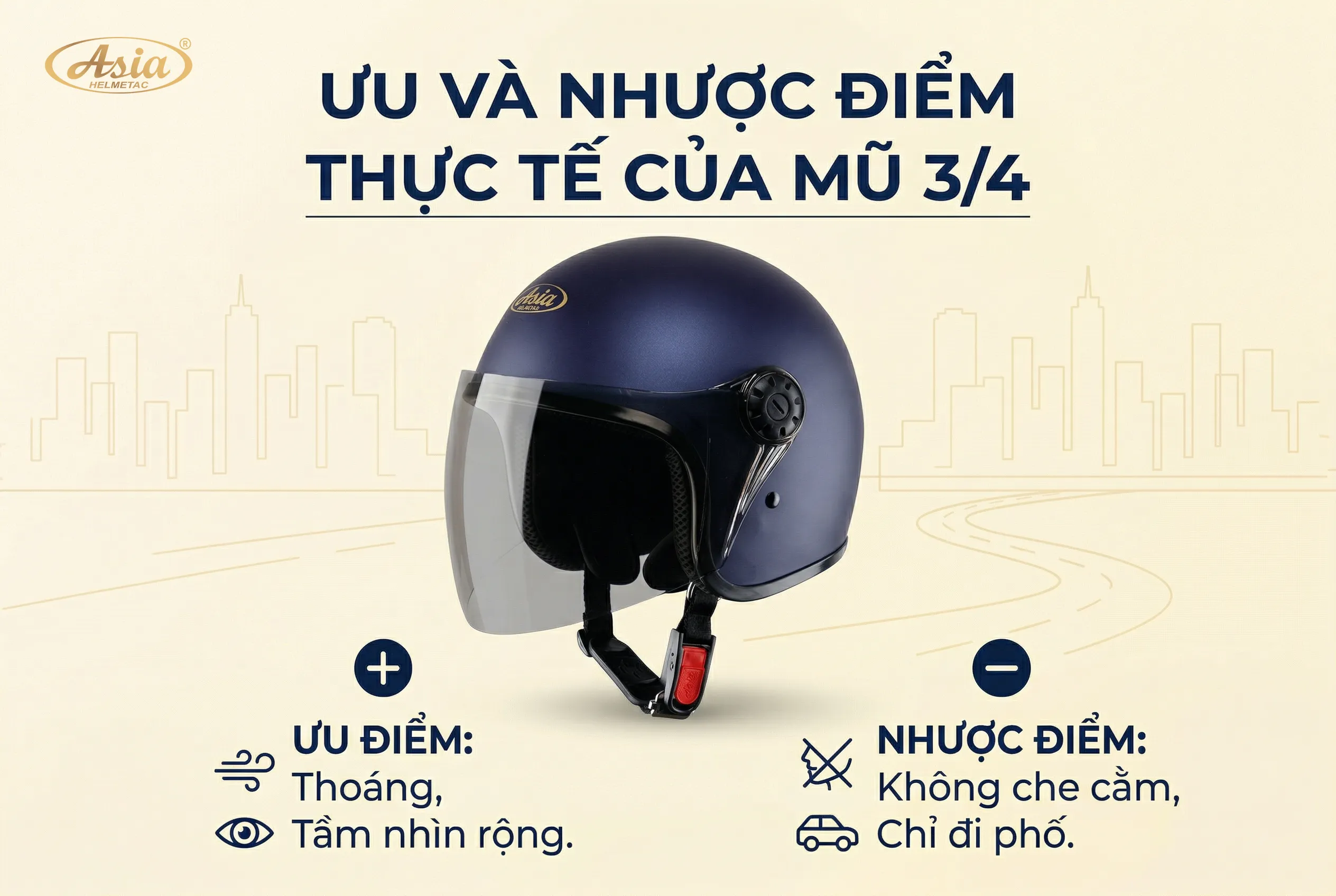 Ưu nhược điểm thực tế của mũ 3/4