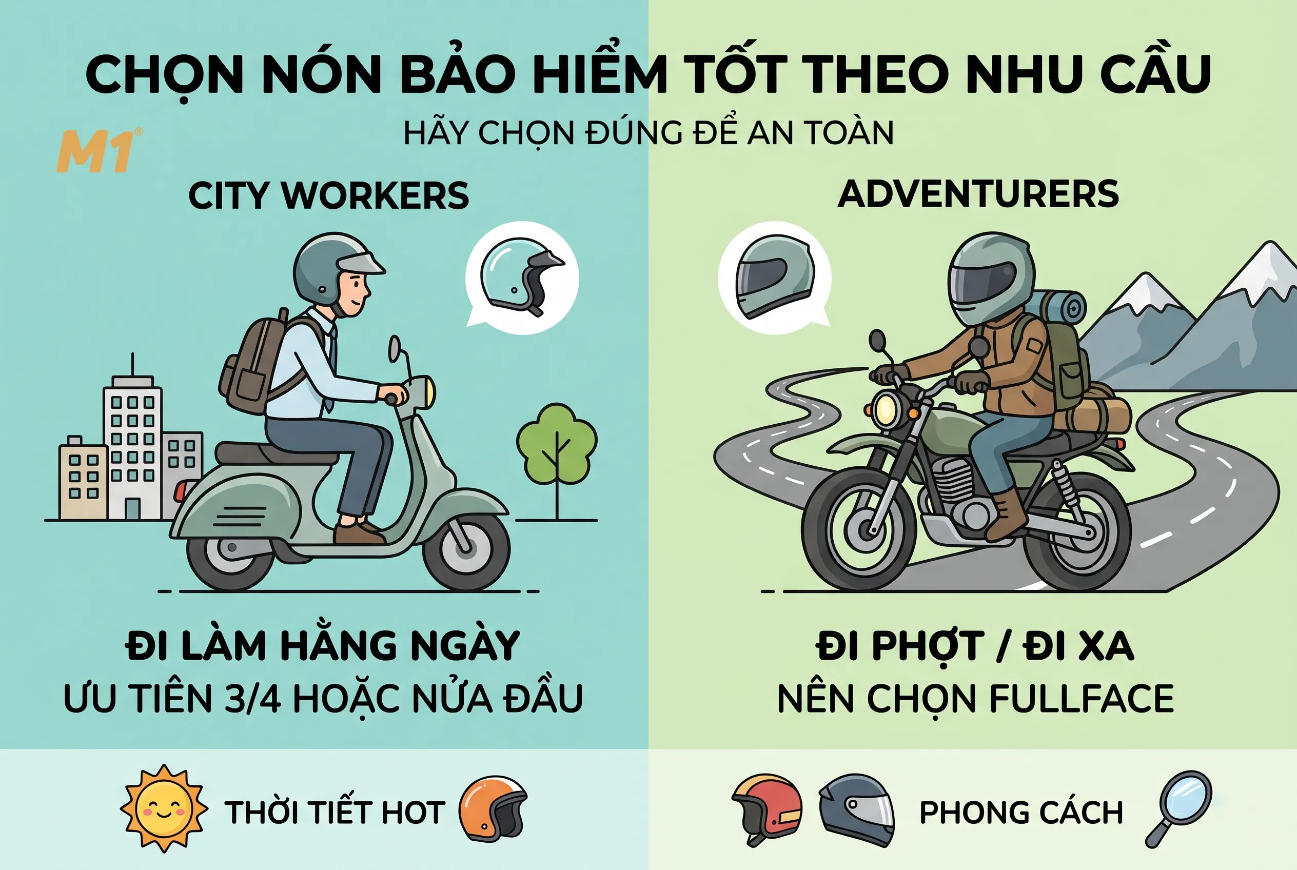 Cách chọn nón bảo hiểm tốt theo nhu cầu sử dụng