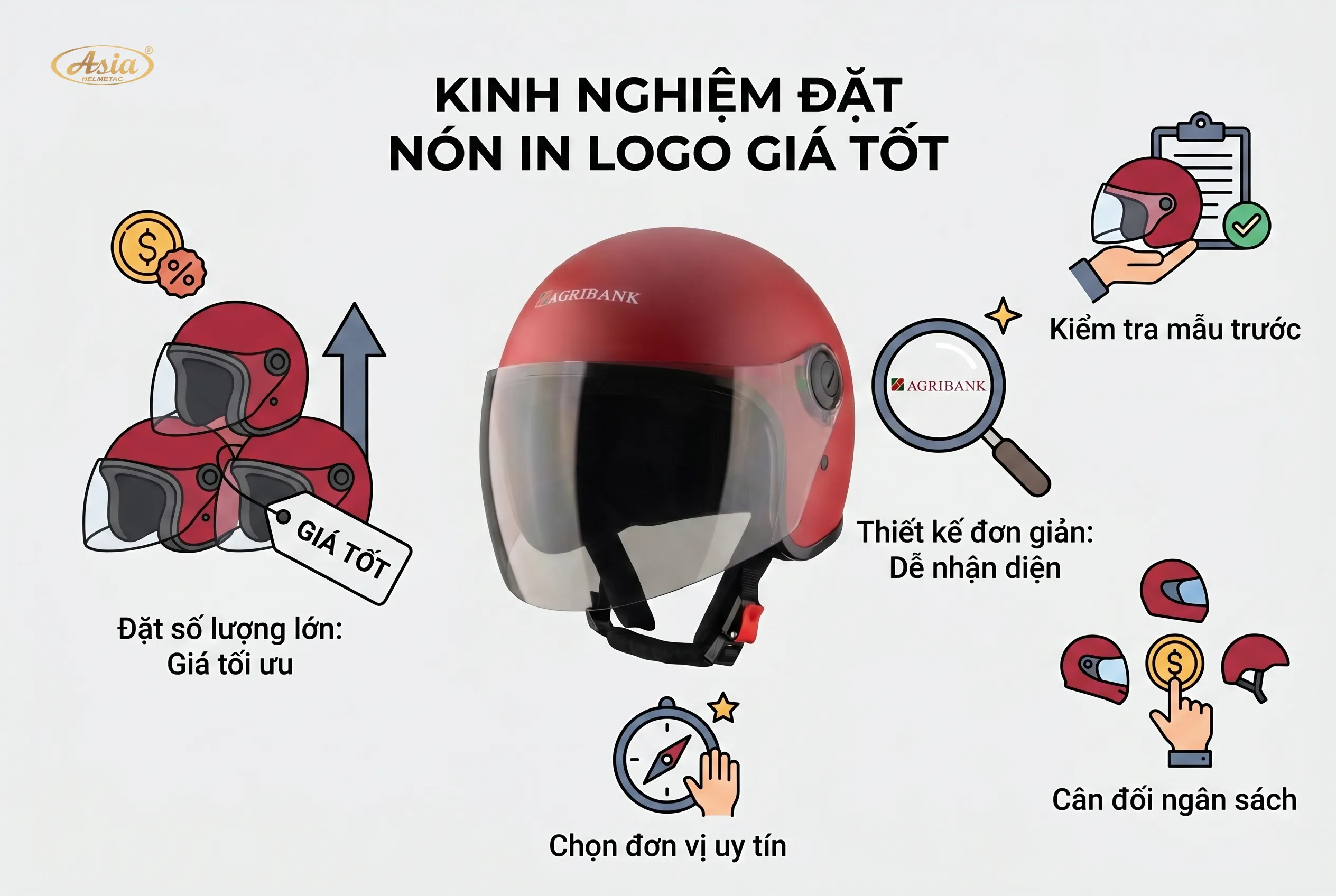 Kinh nghiệm đặt nón bảo hiểm in logo giá tốt