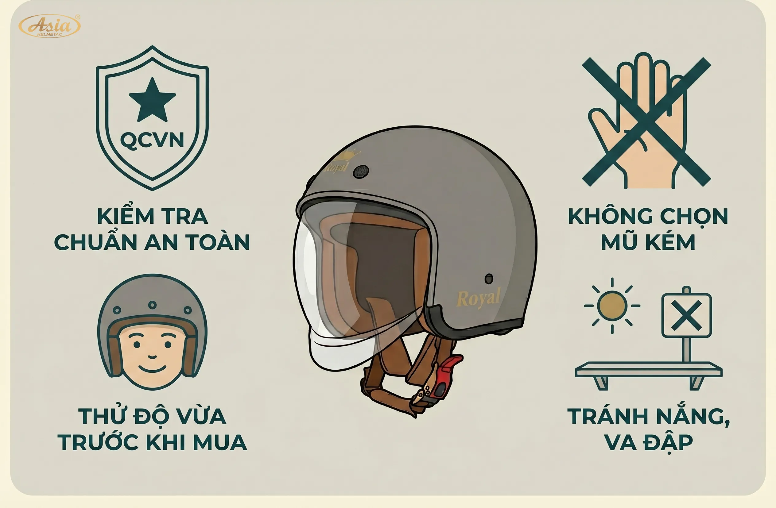 Lưu ý khi mua và sử dụng nón 3/4 siêu nhẹ