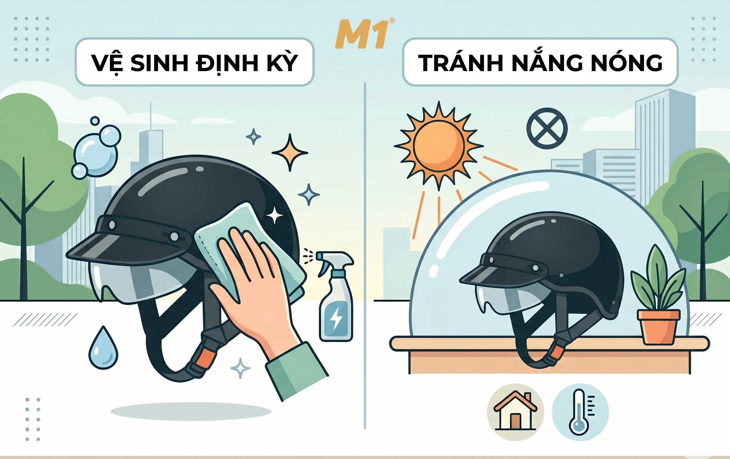 Lưu ý khi sử dụng và bảo quản mũ nửa đầu