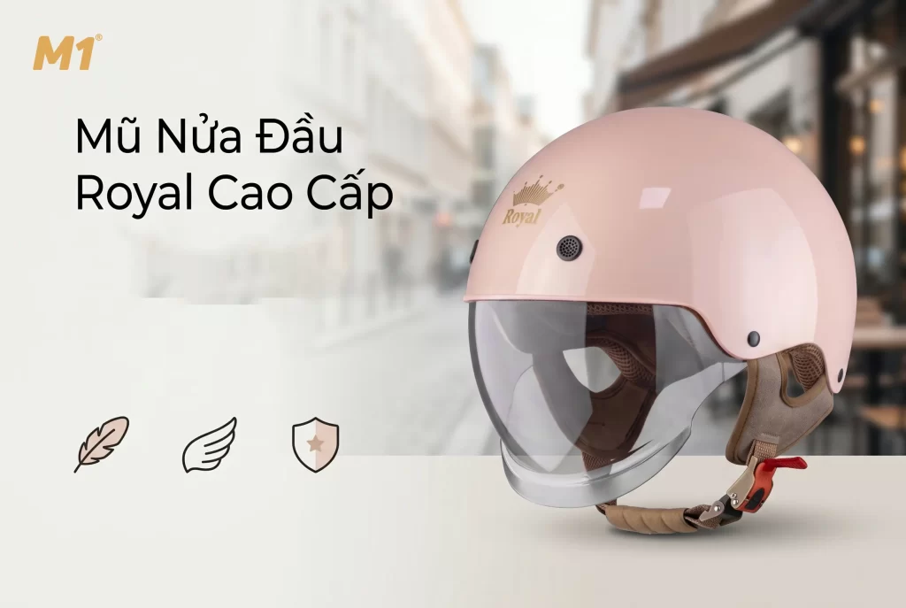 Mũ nửa đầu cao cấp lựa chọn sang nhẹ an toàn cho người đi phố hiện đại