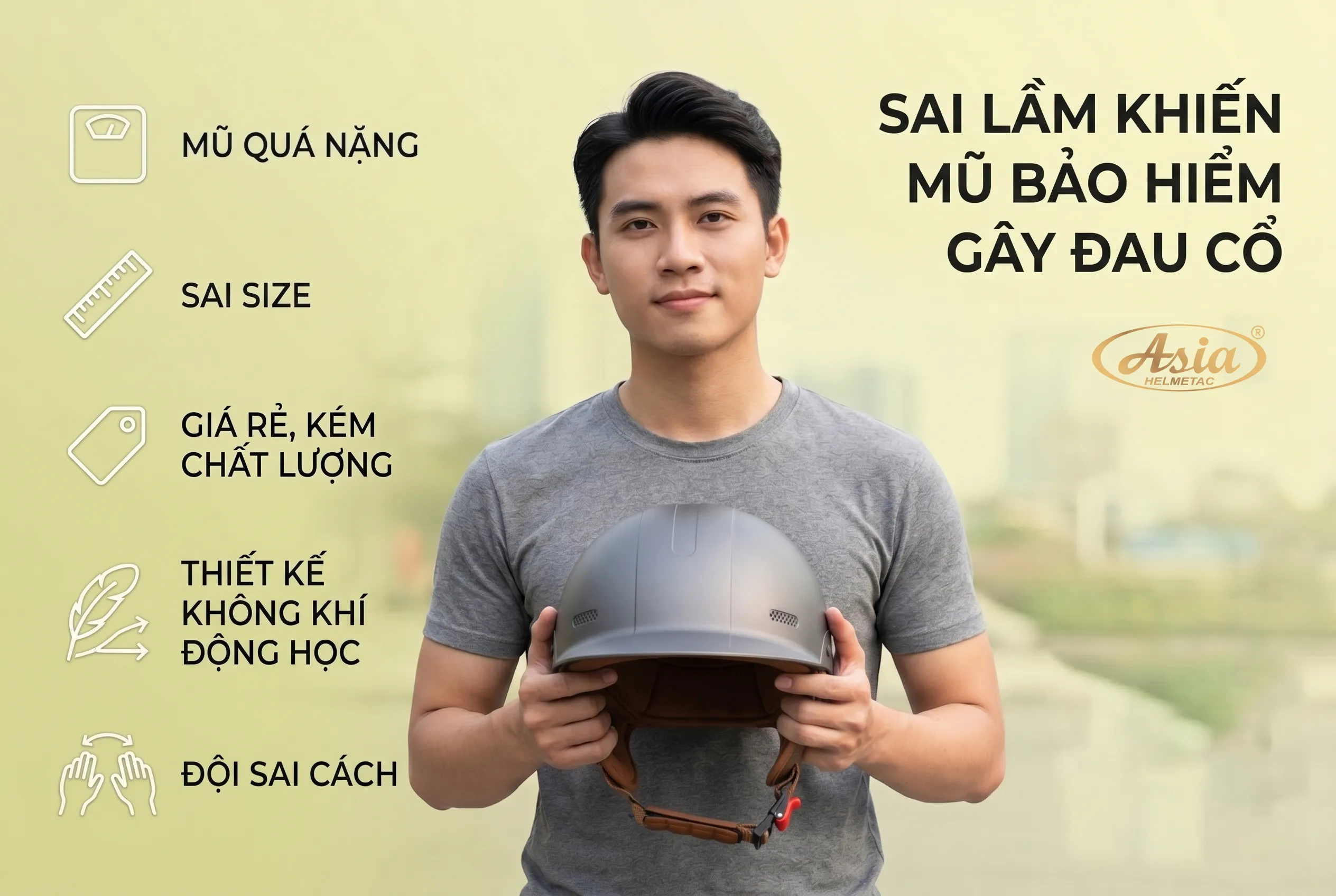Những sai lầm khiến mũ bảo hiểm gây đau cổ