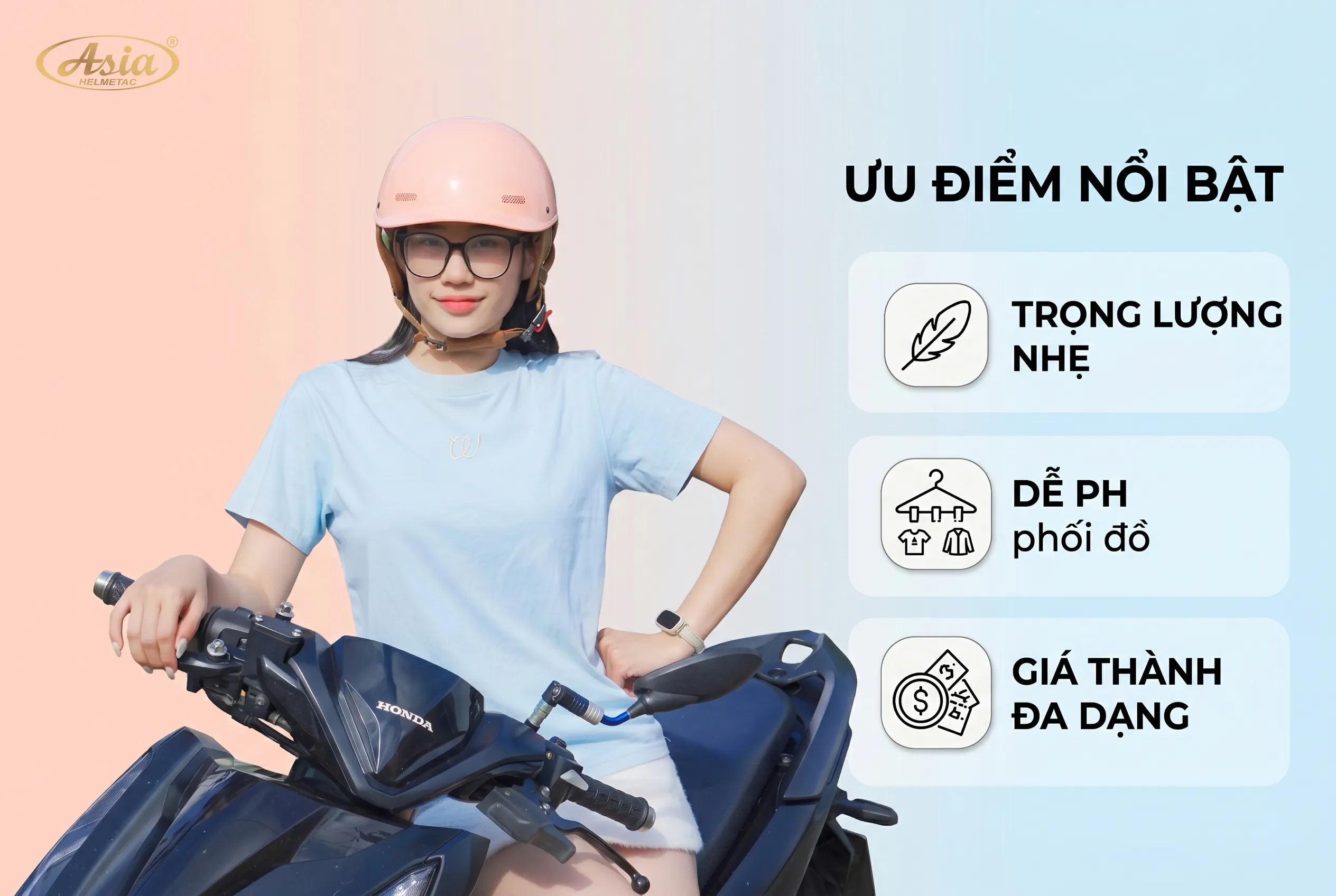 Ưu điểm nổi bật của mũ bảo hiểm nửa đầu nữ