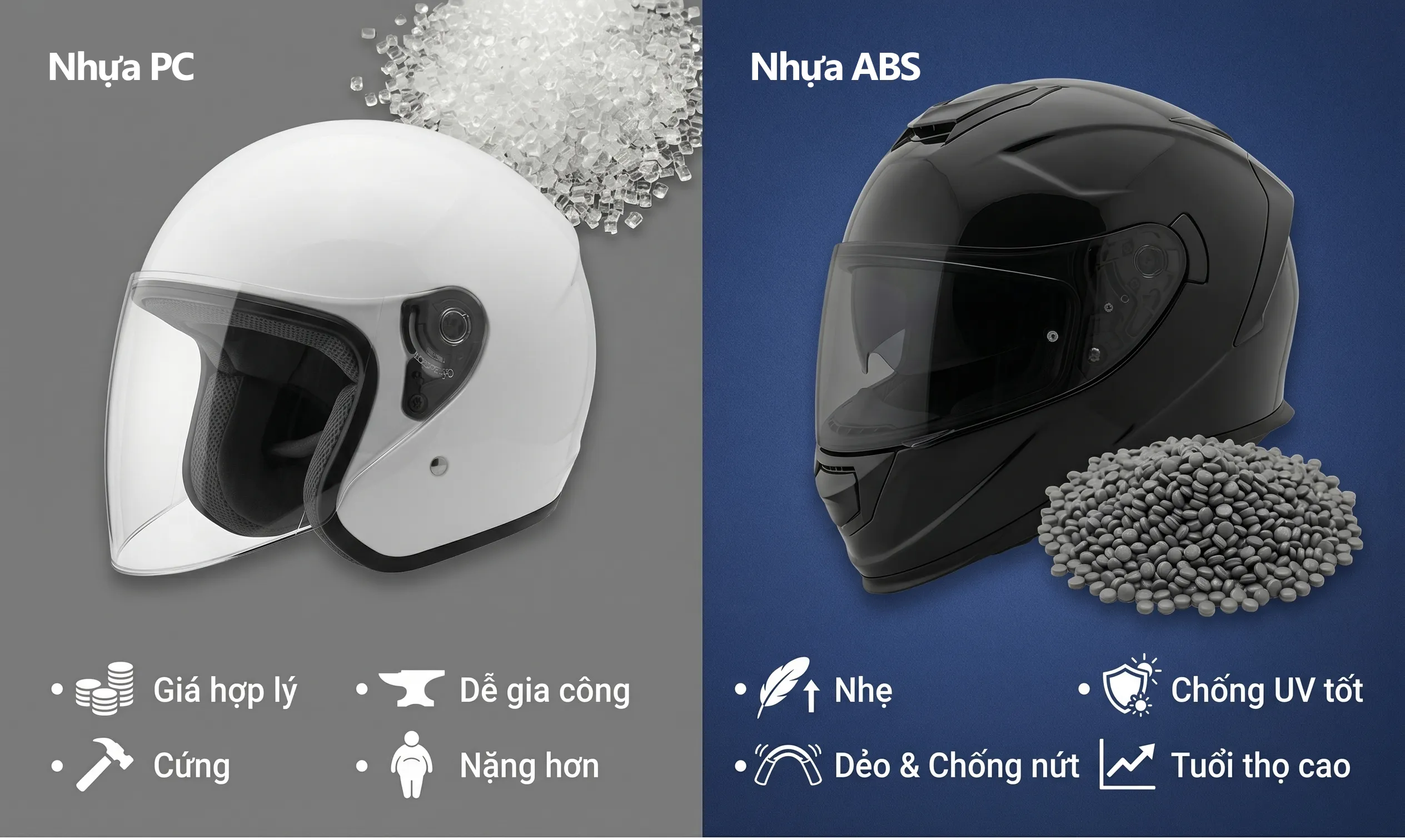 Ưu điểm và nhược điểm của ABS và PC