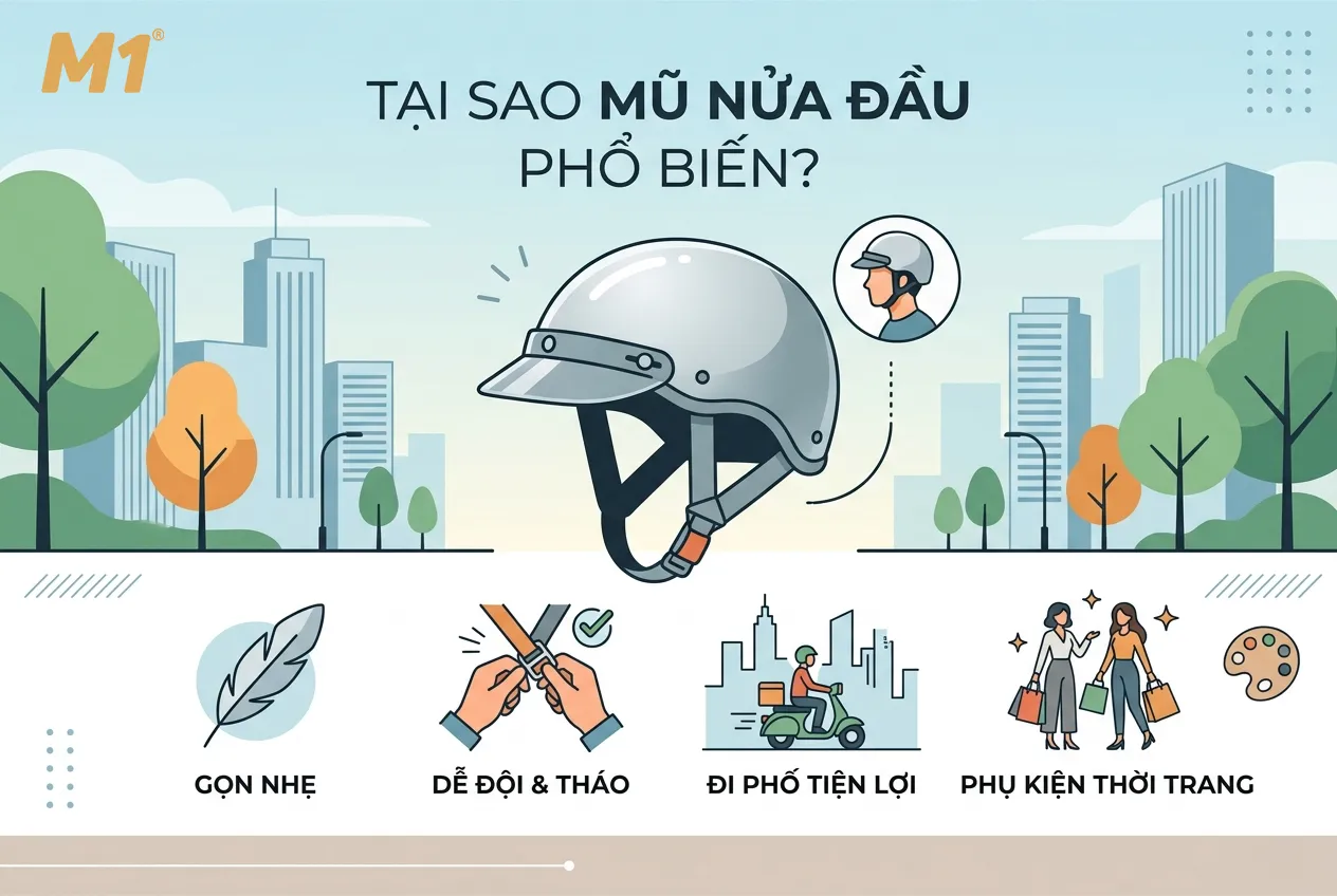 Vì sao mũ nửa đầu vẫn được ưa chuộng hiện nay
