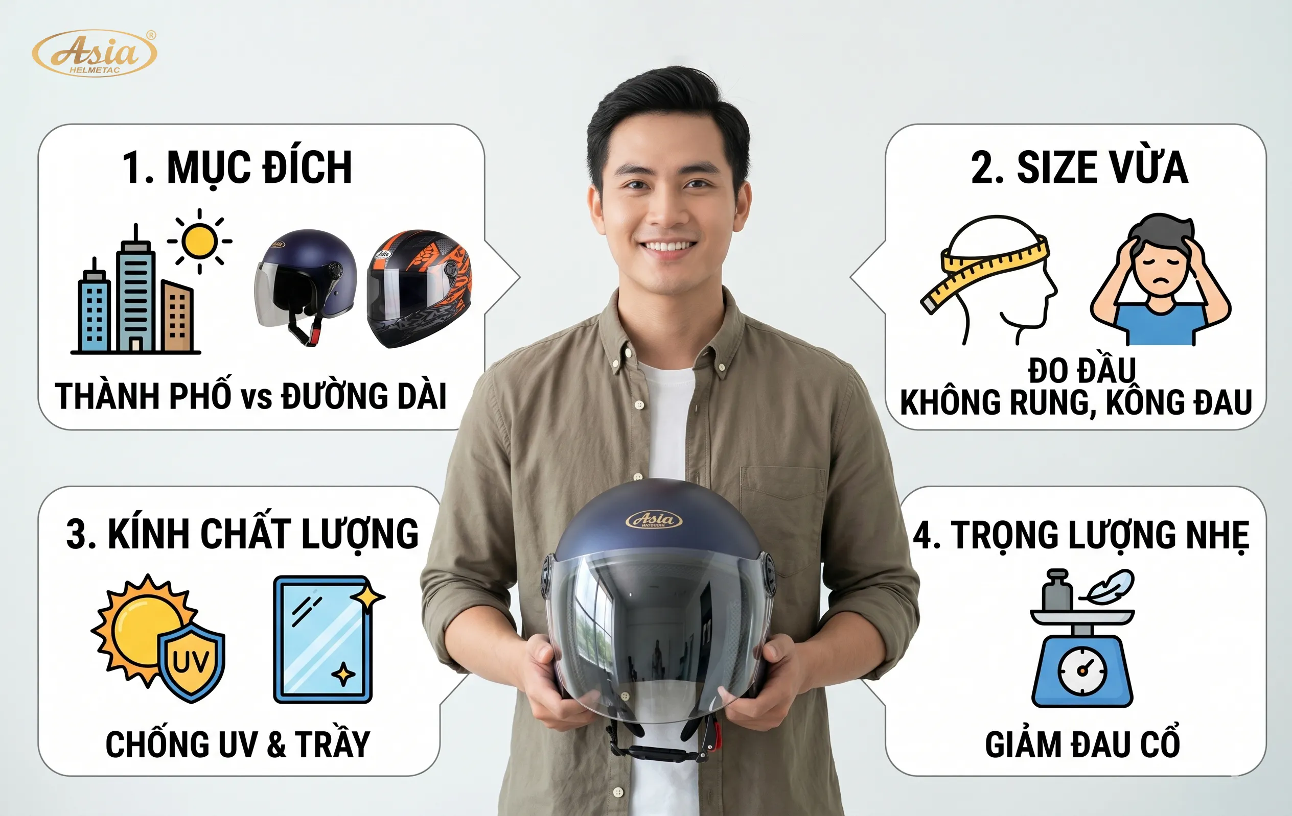 Cách chọn mũ bảo hiểm che mặt phù hợp với nhu cầu sử dụng