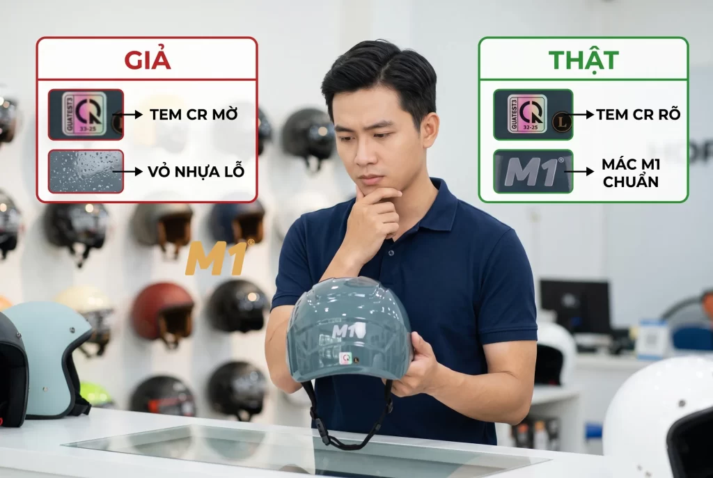 Cách nhận biết mũ bảo hiểm siêu nhẹ thật giả chuẩn xác trước khi mua
