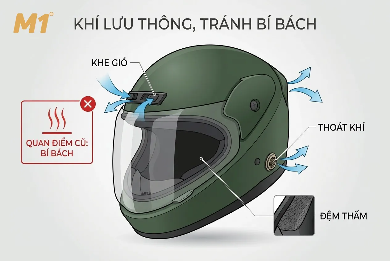 Mũ bảo hiểm fullface có nóng không