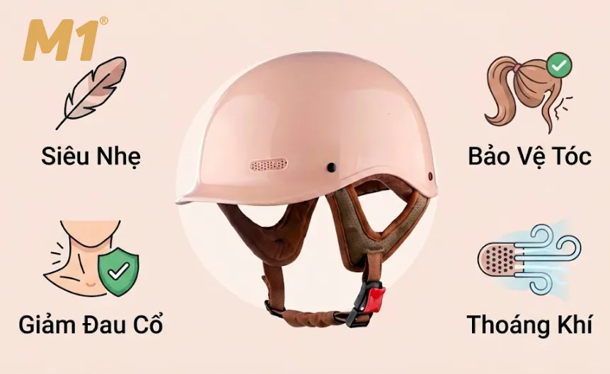 Mũ bảo hiểm nhẹ cho nữ tóc dài có thực sự cần thiết?