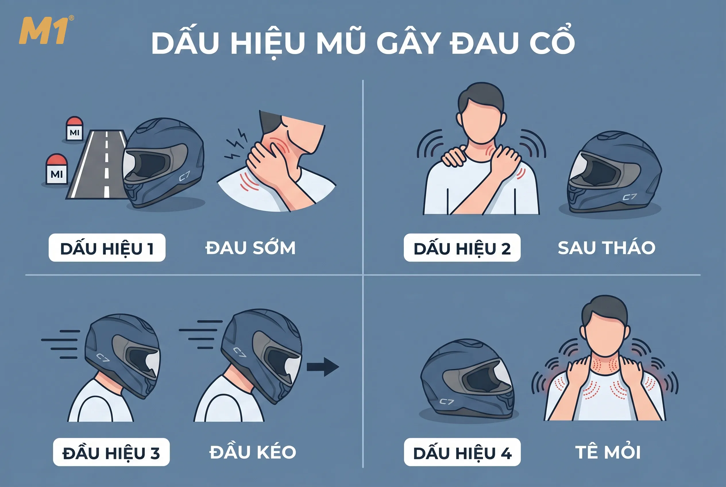 Những dấu hiệu cho thấy mũ bảo hiểm đang gây áp lực lên cổ