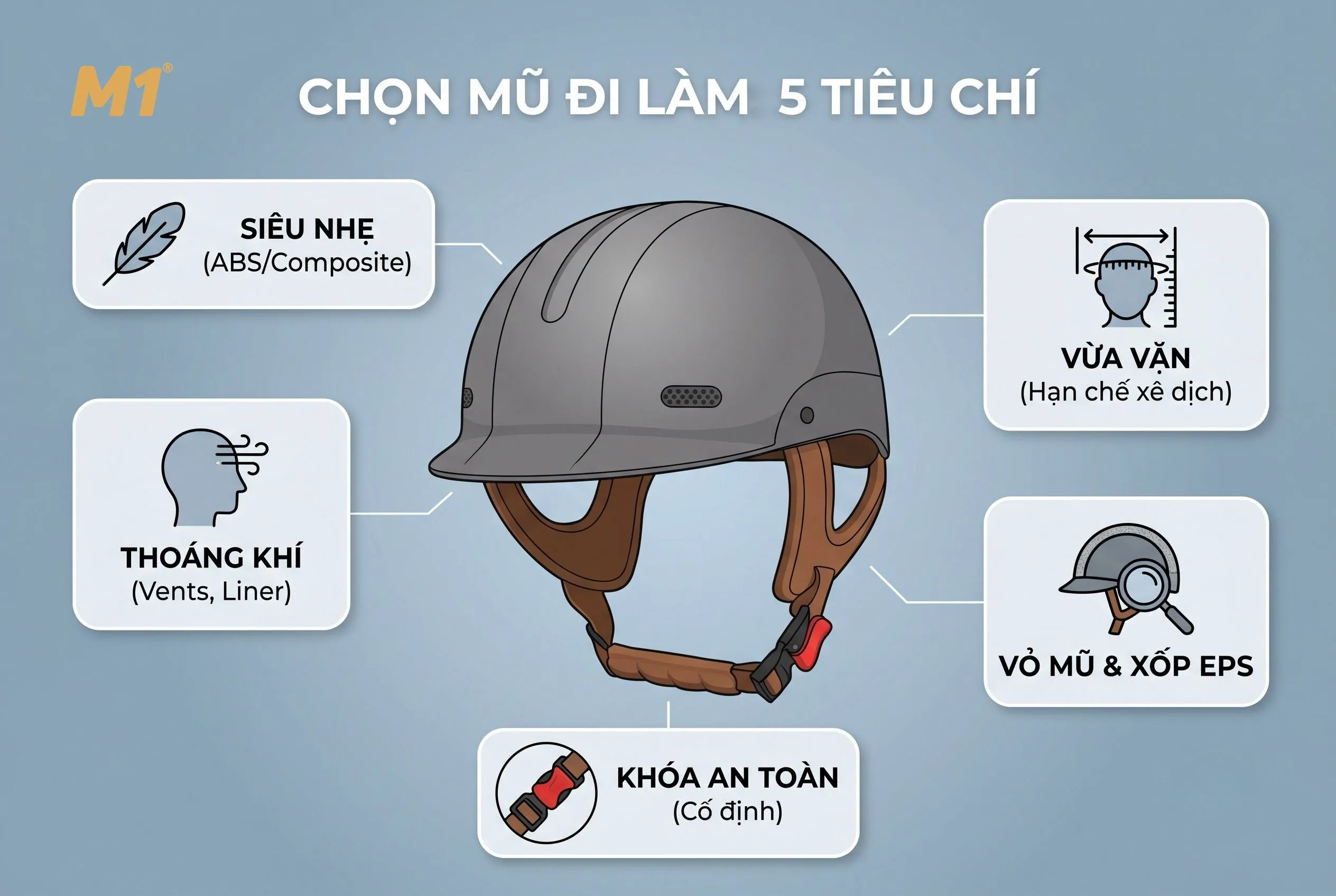 Những tiêu chí quan trọng khi chọn mũ bảo hiểm đi làm hằng ngày