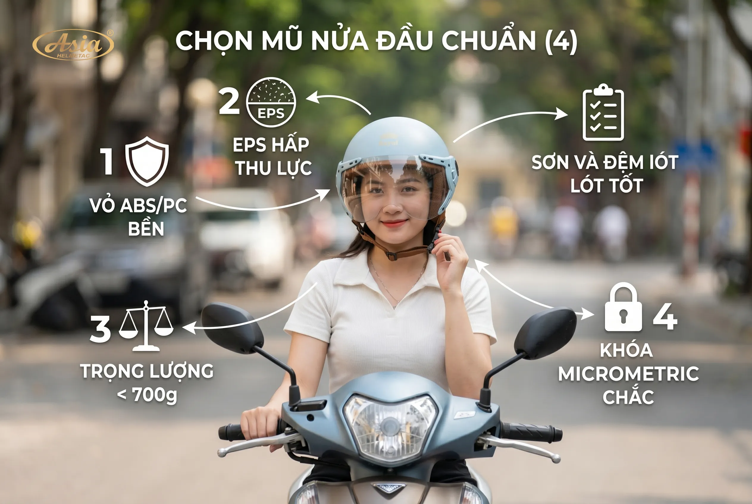 Những tiêu chí quan trọng khi lựa chọn mũ bảo hiểm nửa đầu