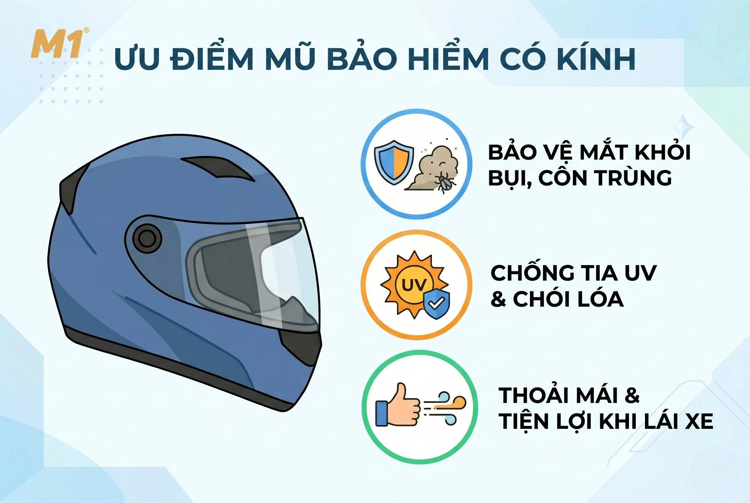 Ưu điểm nổi bật của mũ bảo hiểm che mặt