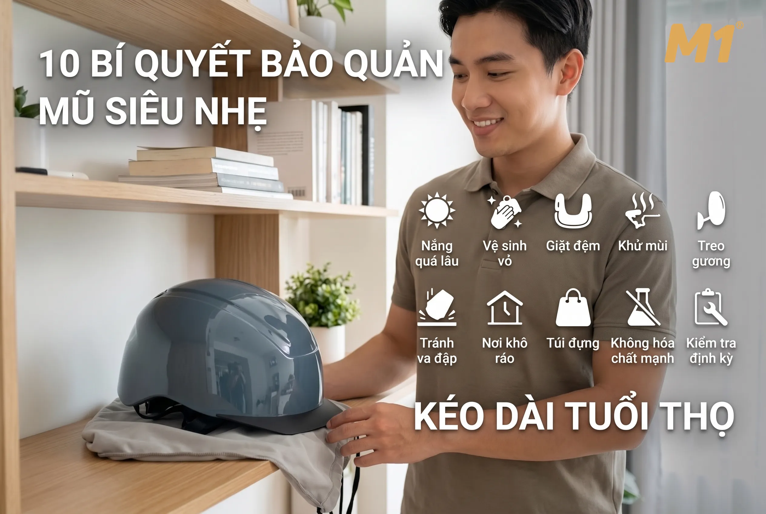 10 cách bảo quản mũ bảo hiểm siêu nhẹ để dùng được lâu hơn