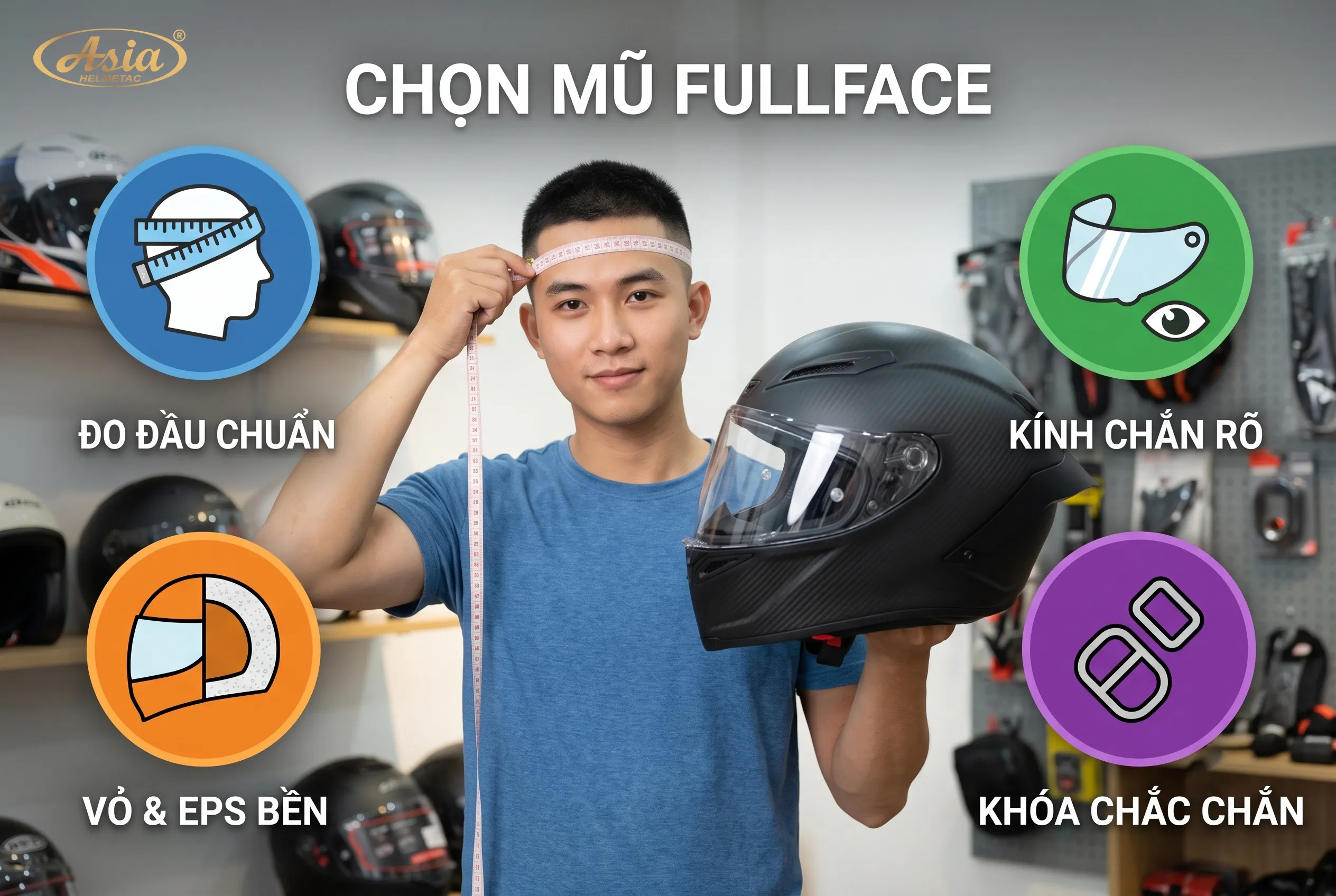 Cách chọn mũ Fullface chính hãng phù hợp