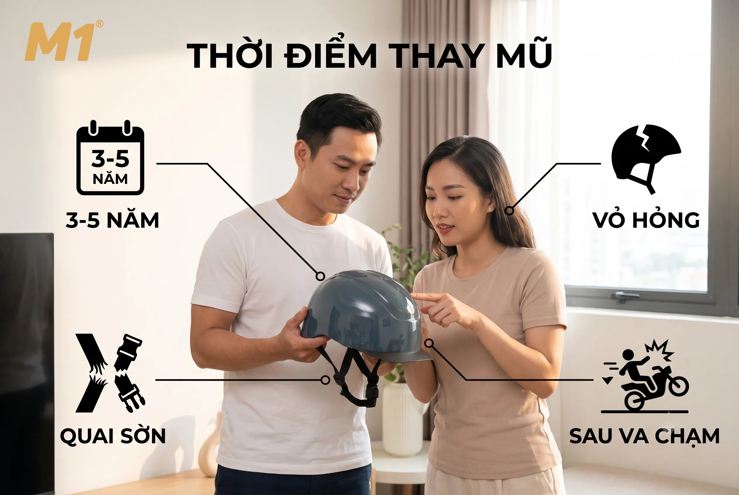 Khi nào nên thay mũ bảo hiểm siêu nhẹ