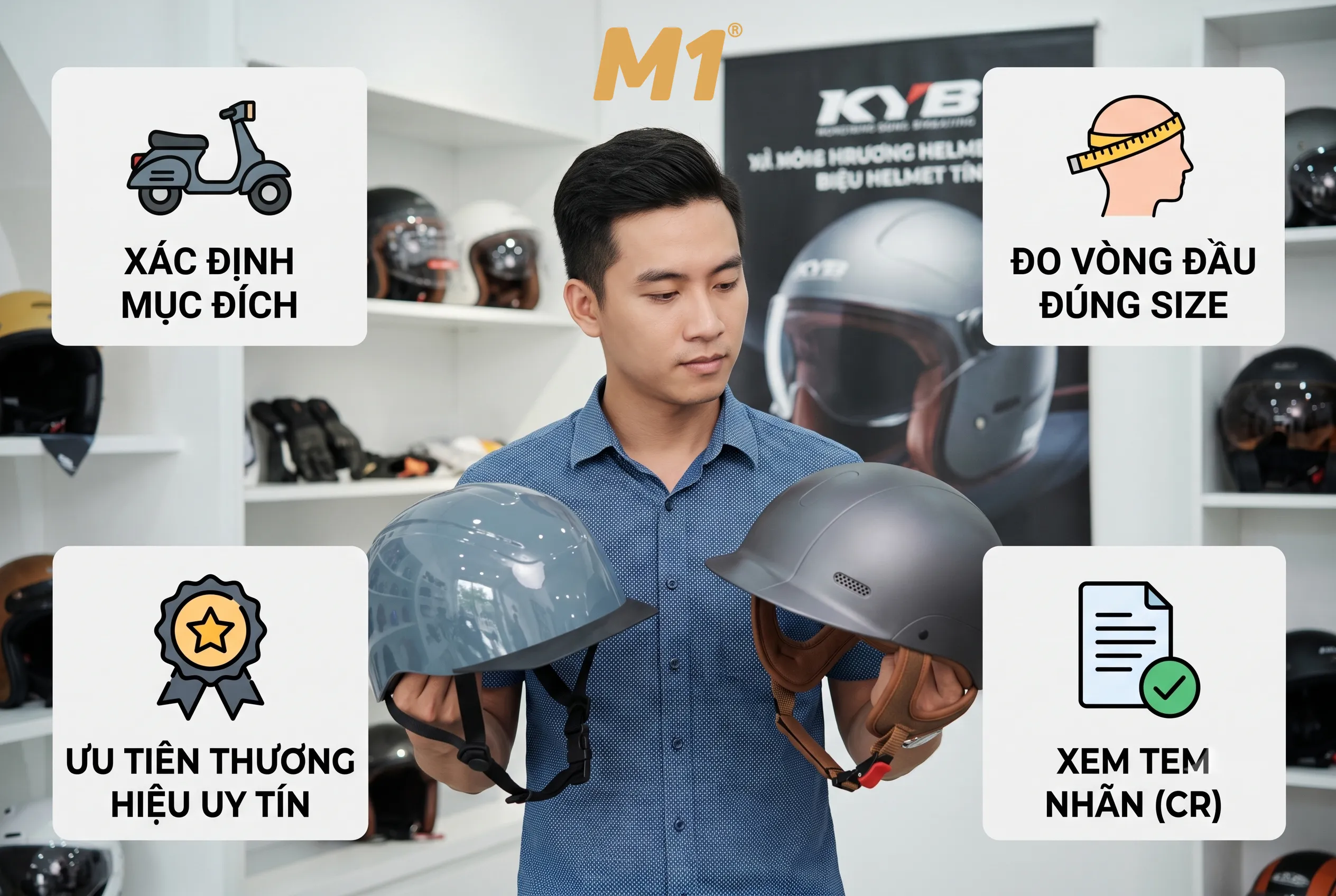 Kinh nghiệm chọn mũ bảo hiểm phù hợp thay vì chỉ quan tâm trọng lượng
