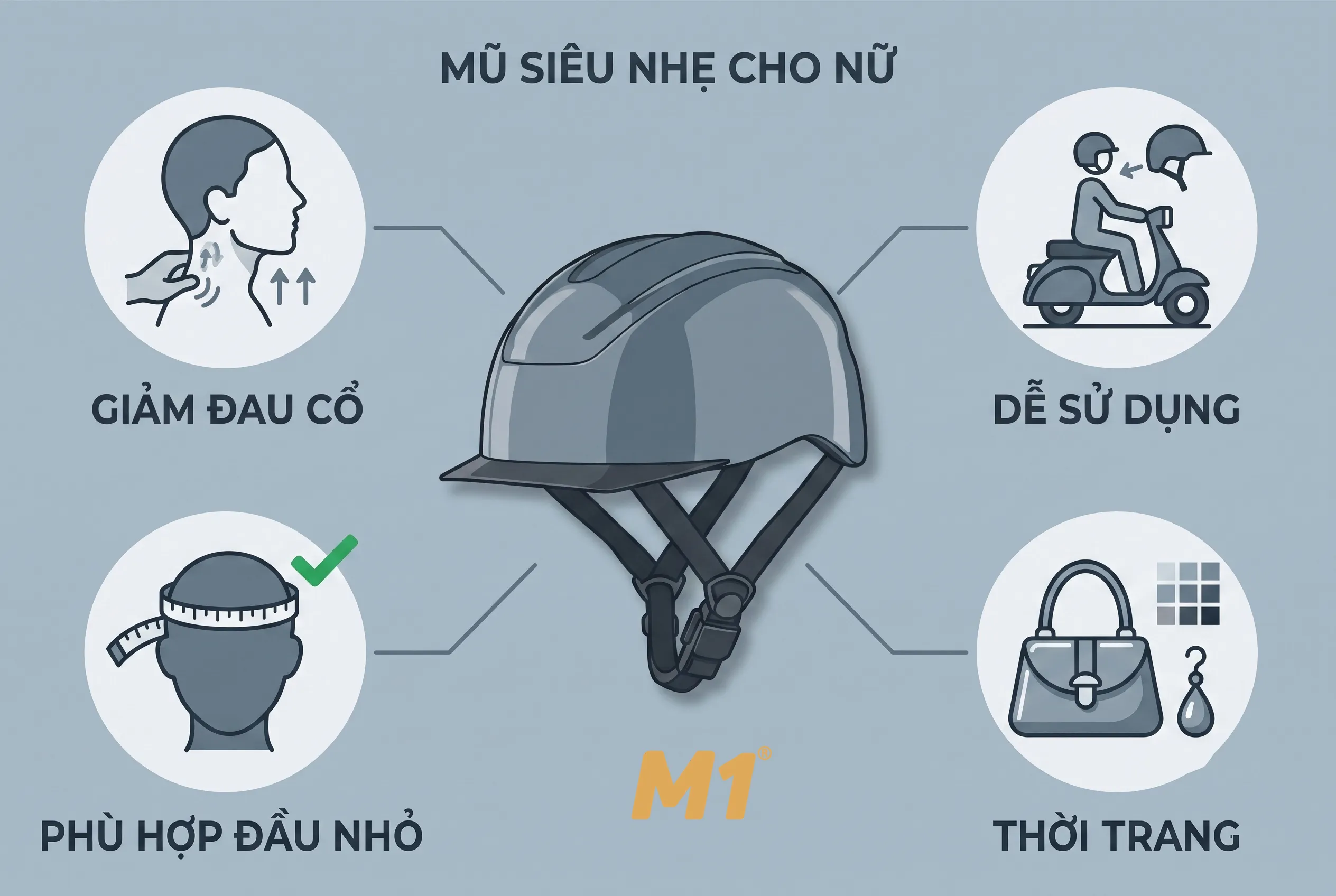 Lợi ích của mũ bảo hiểm siêu nhẹ đối với phụ nữ