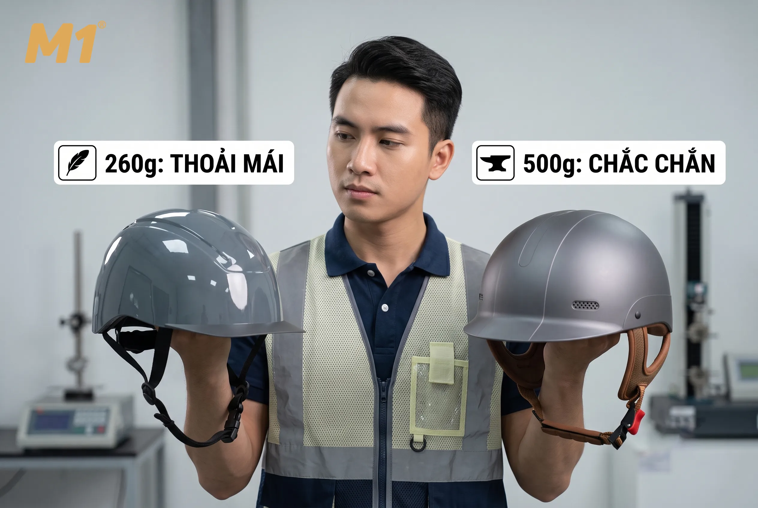 Mũ bảo hiểm 260g và 500g khác nhau thế nào