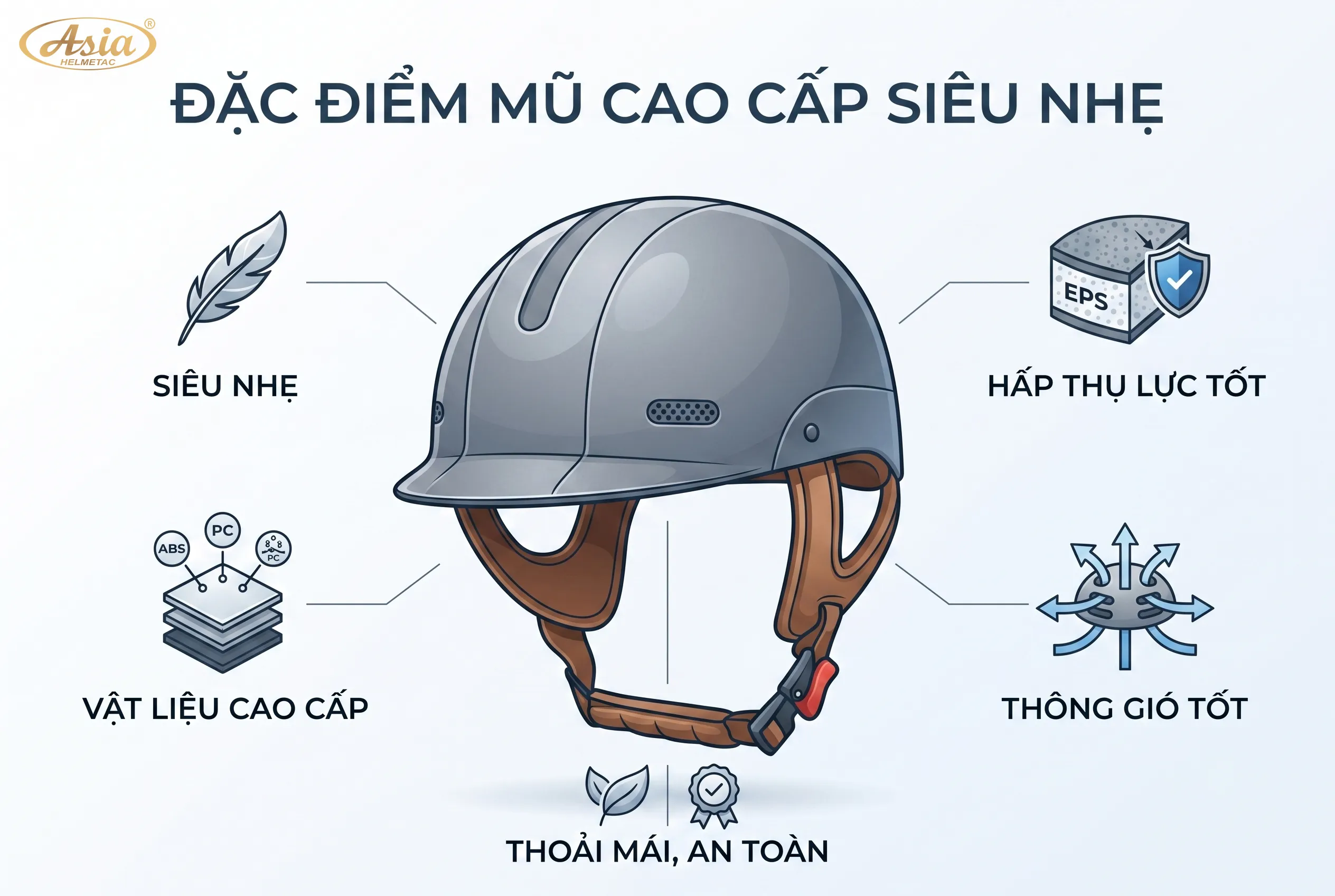 Mũ bảo hiểm siêu nhẹ cao cấp là gì