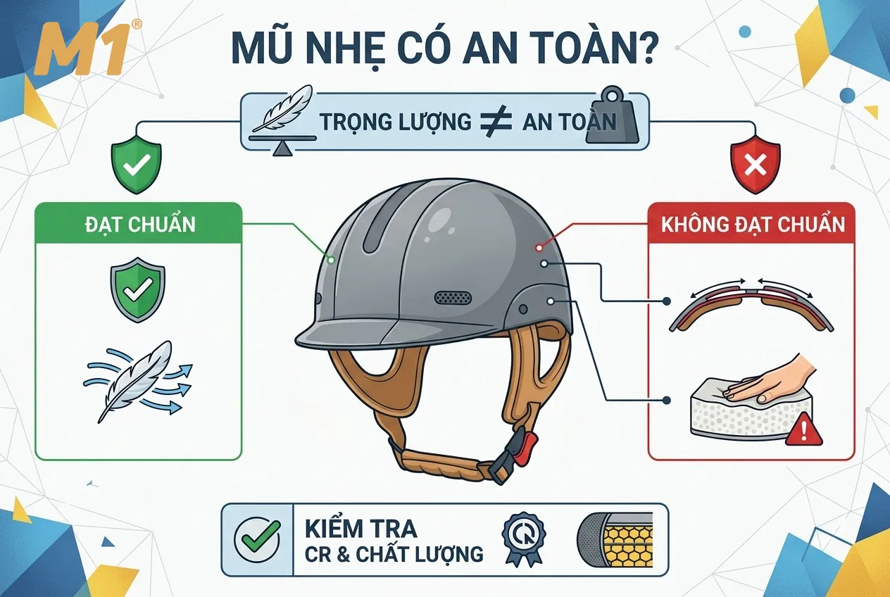 Mũ bảo hiểm siêu nhẹ có an toàn không