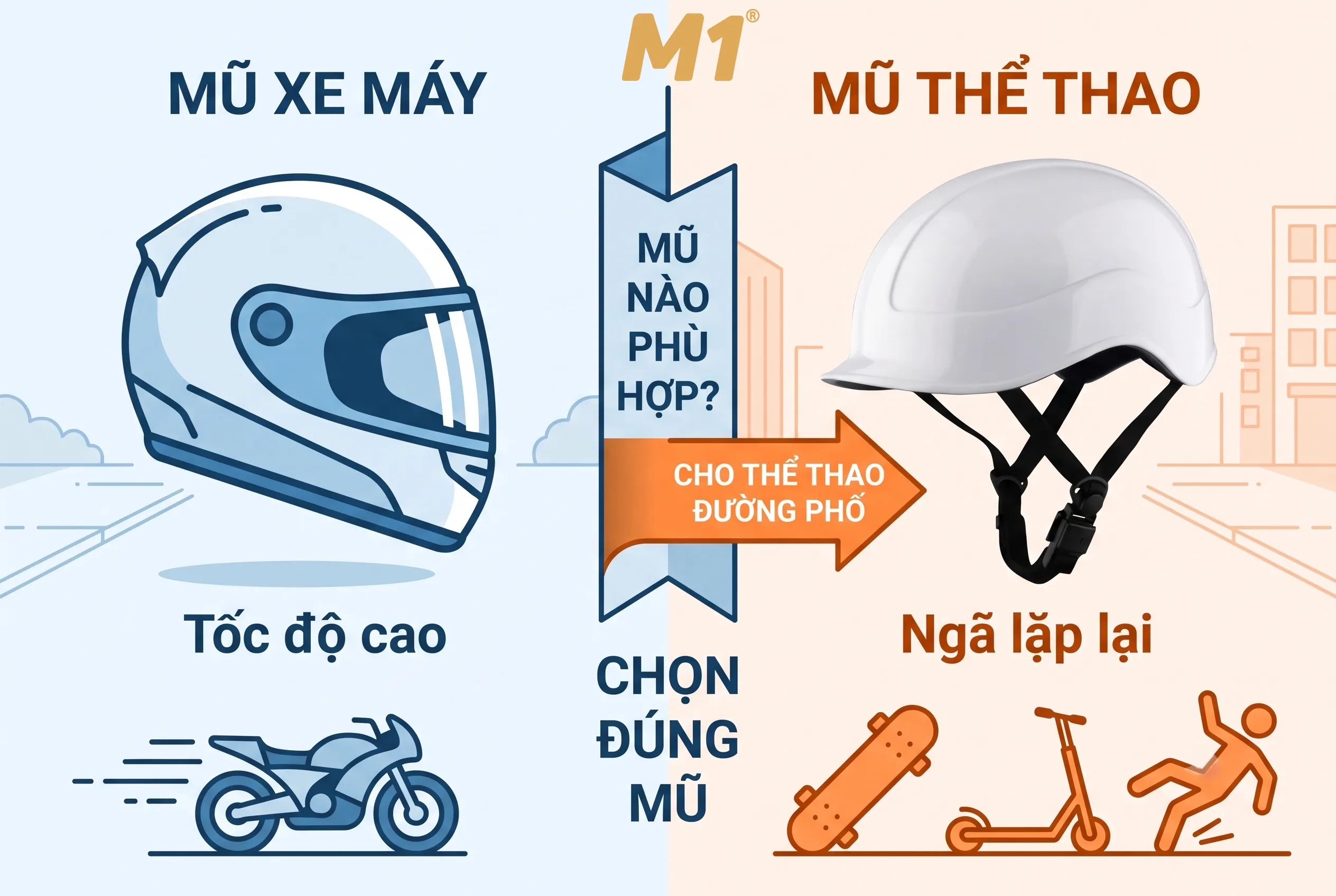 Mũ bảo hiểm siêu nhẹ có phù hợp với thể thao đường phố không