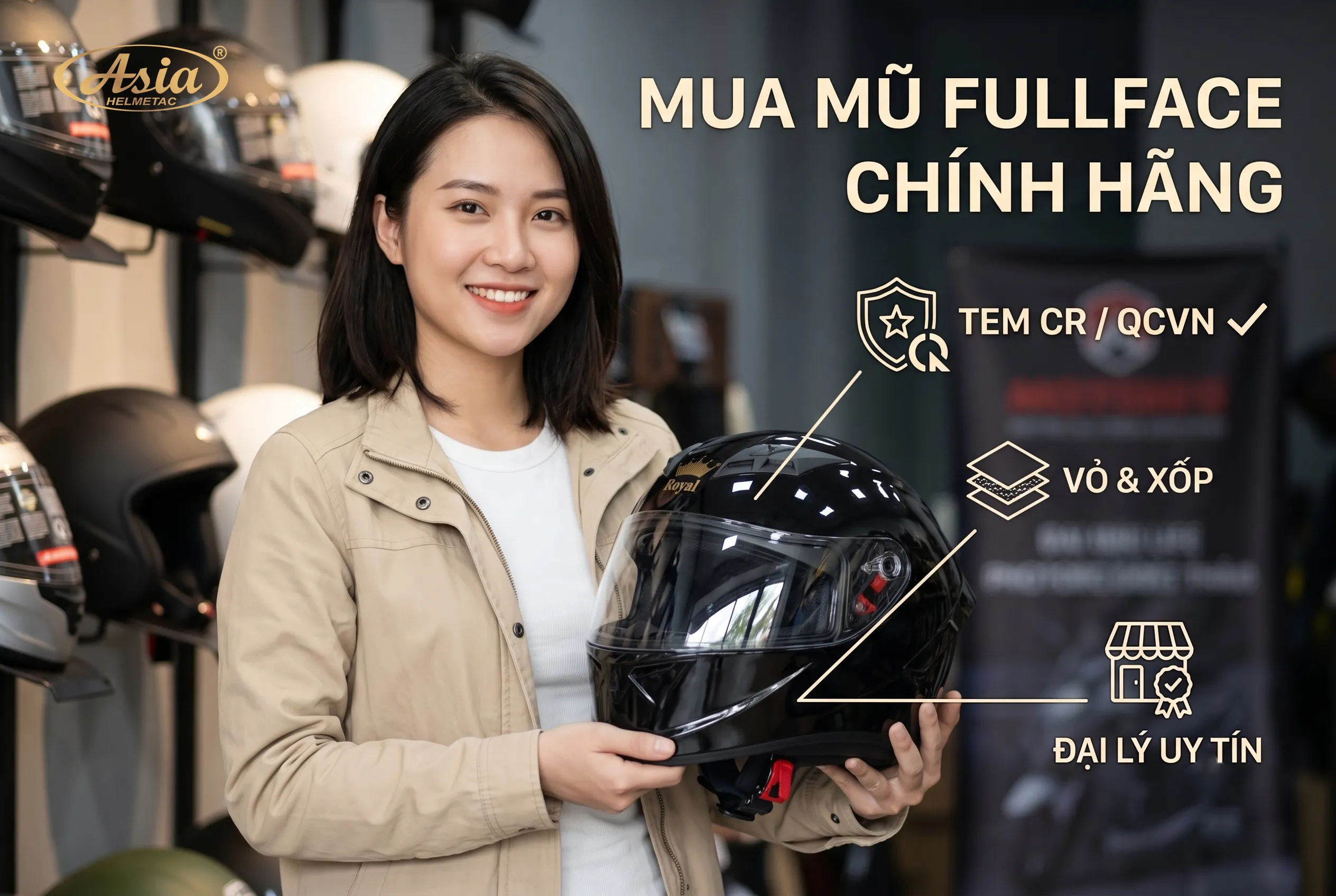 Những lưu ý khi mua mũ Fullface chính hãng