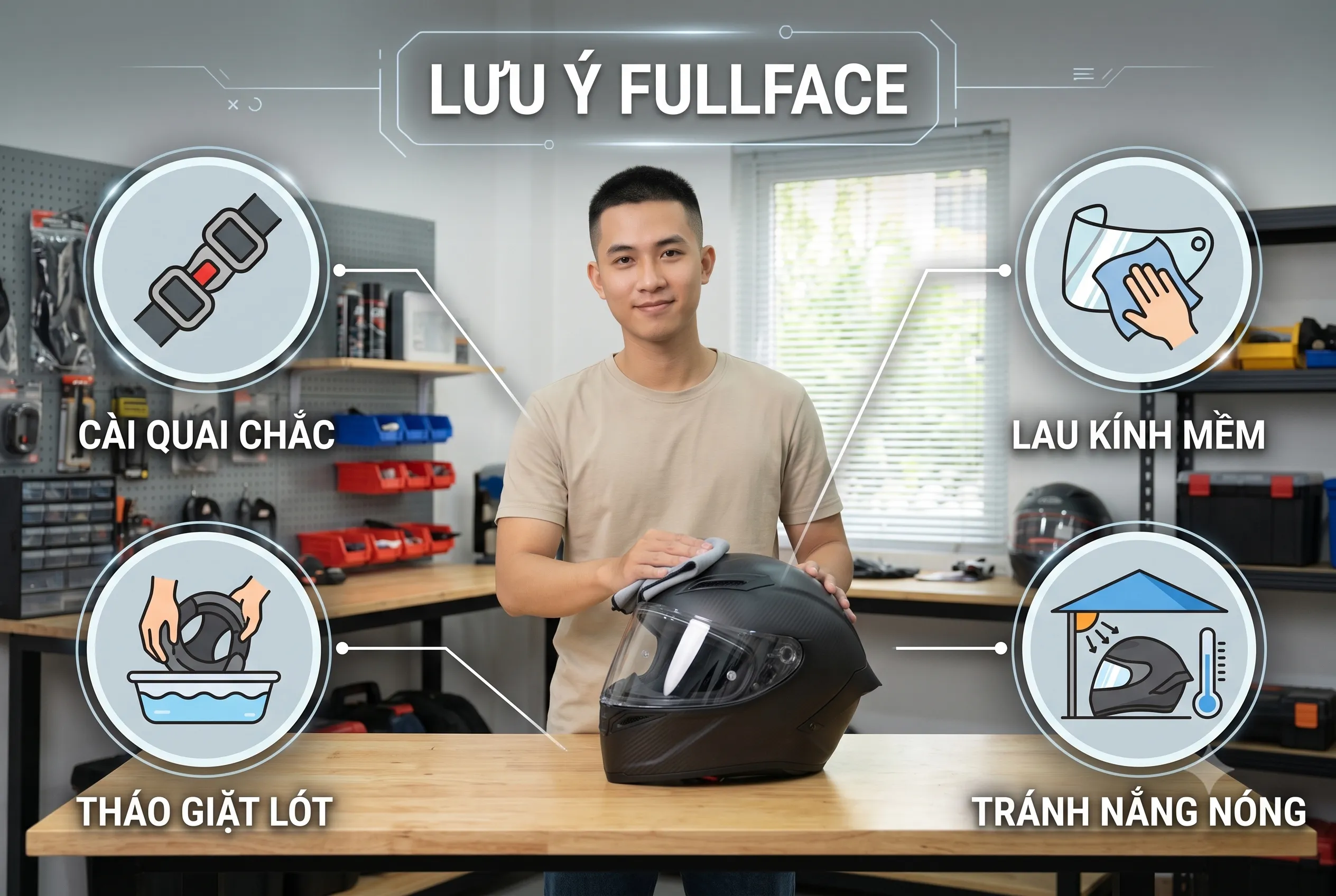 Những lưu ý khi sử dụng và bảo quản mũ Fullface