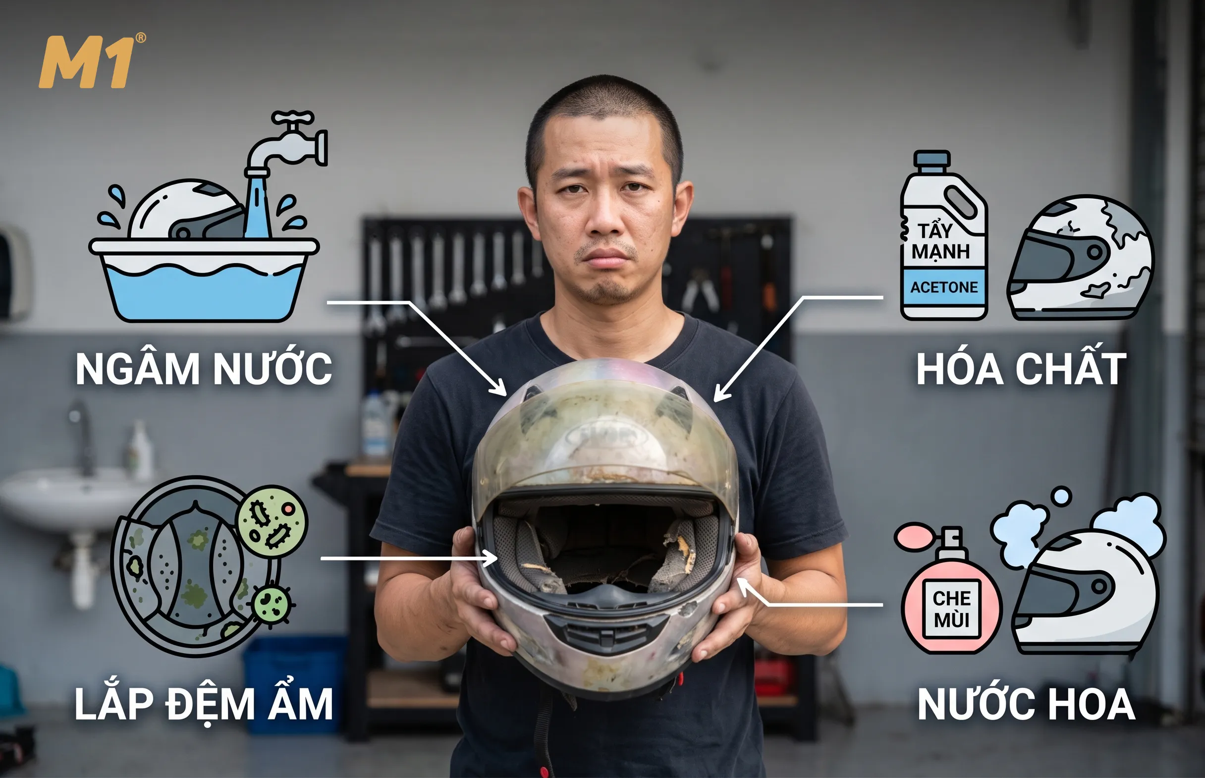 Những sai lầm khiến mũ bảo hiểm càng vệ sinh càng nhanh hỏng