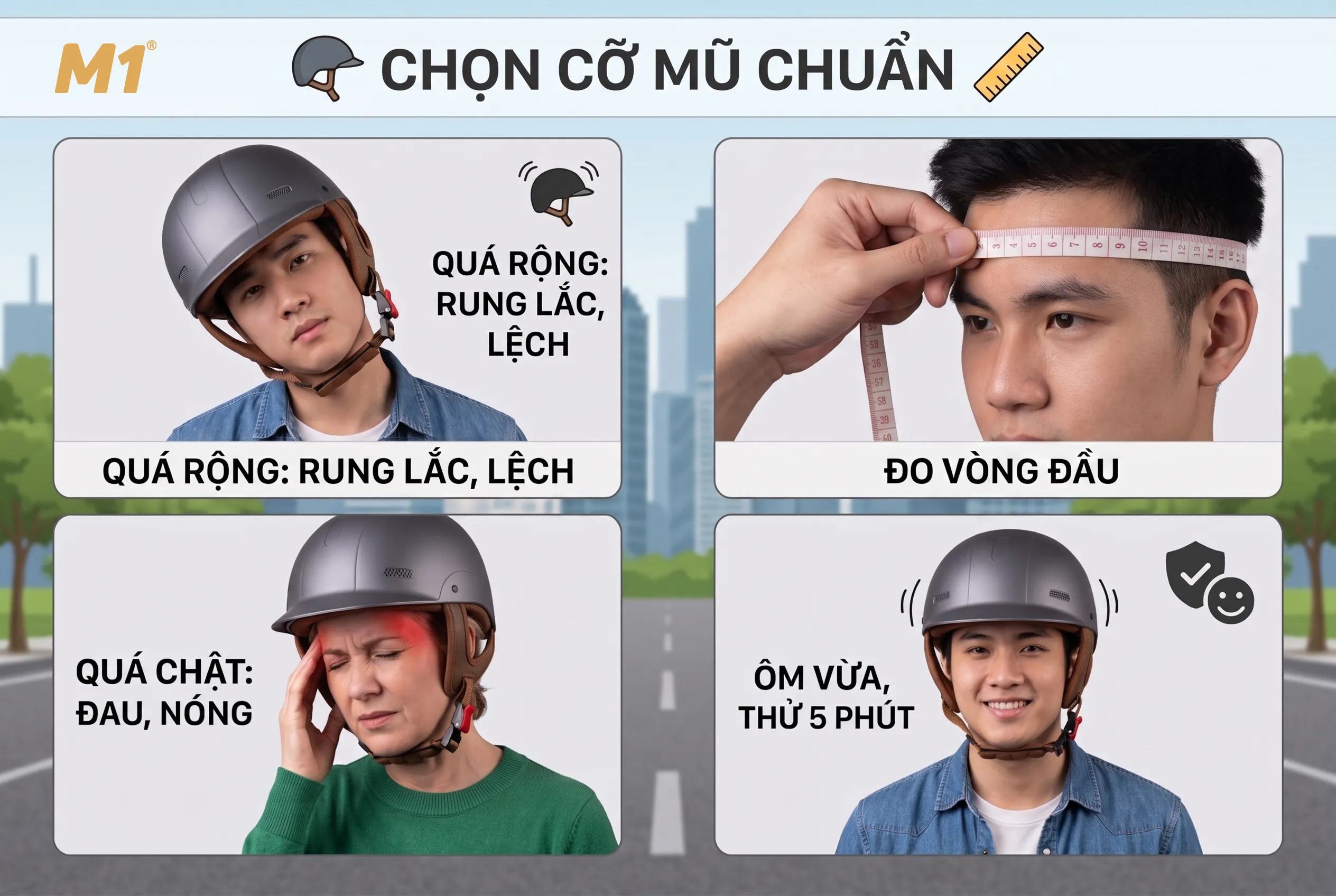 Sai lầm thứ hai Chọn sai kích cỡ mũ