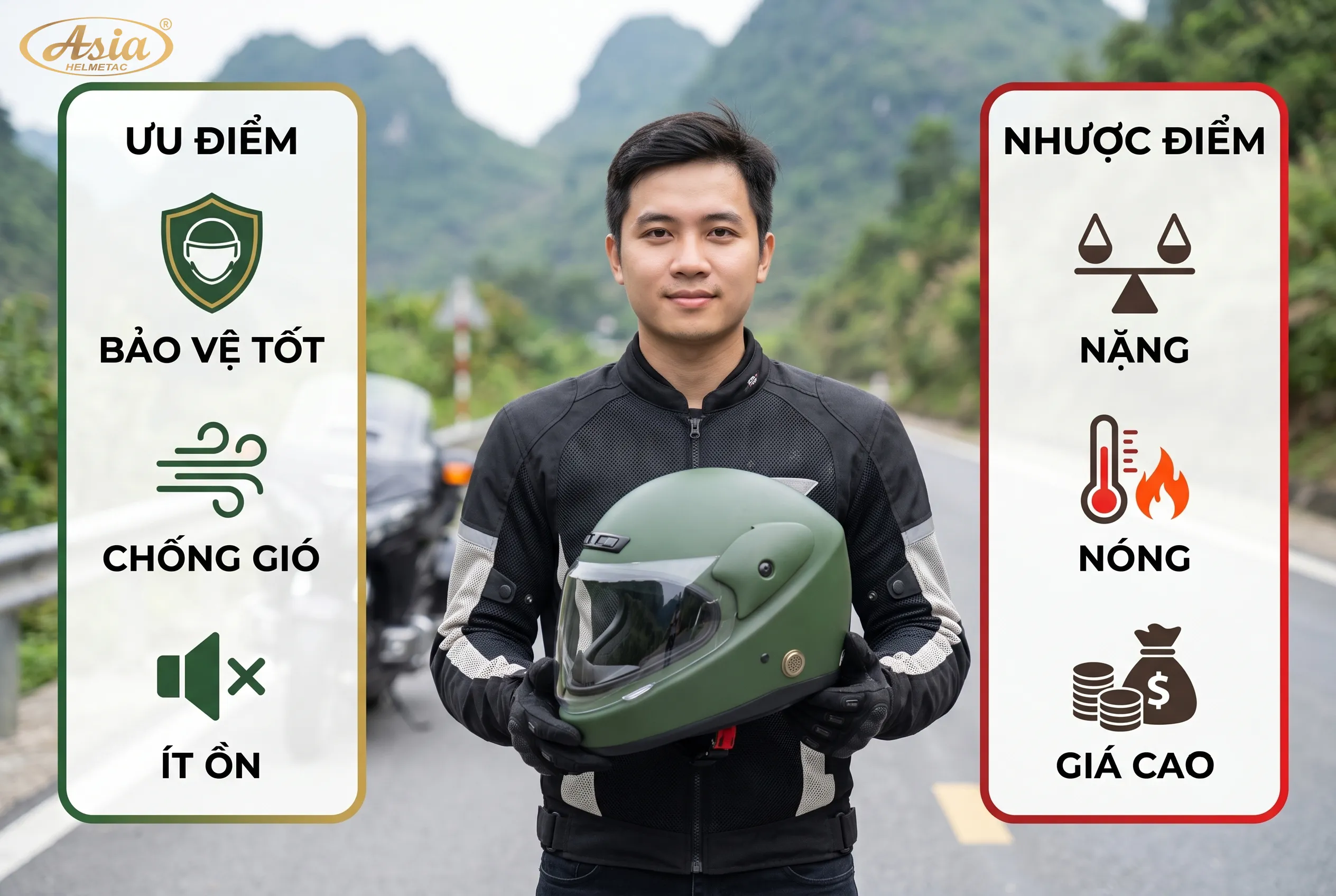 Ưu điểm và nhược điểm của mũ bảo hiểm Fullface