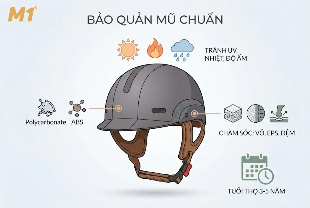 Vì sao cần bảo quản mũ bảo hiểm siêu nhẹ đúng cách