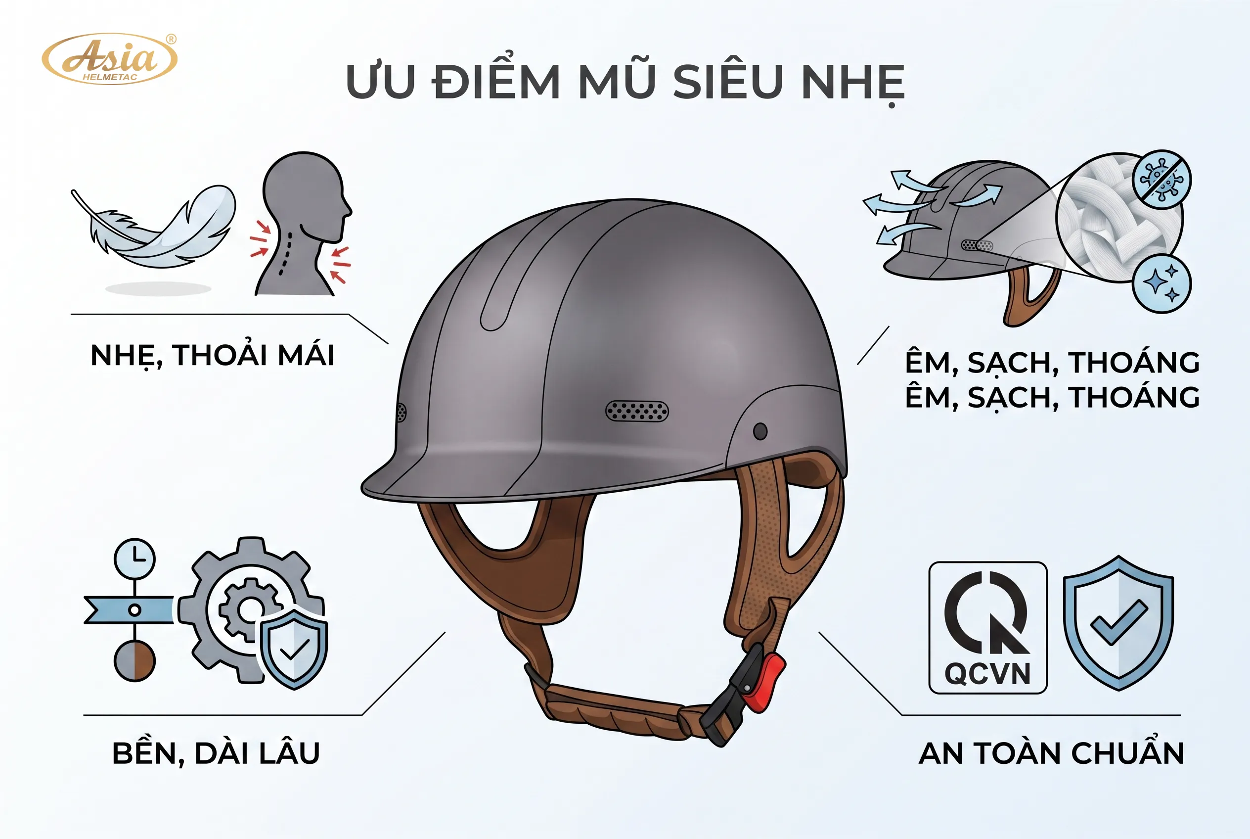 Vì sao mũ bảo hiểm siêu nhẹ cao cấp ngày càng được ưa chuộng