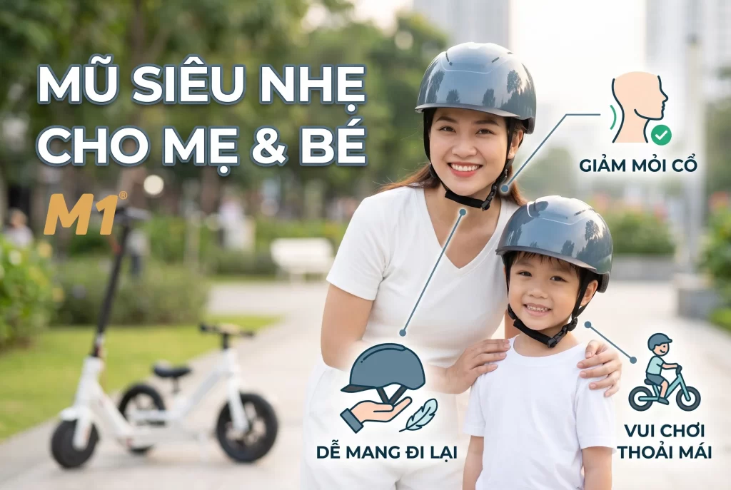 Vì sao phụ nữ và trẻ em nên chọn mũ bảo hiểm siêu nhẹ