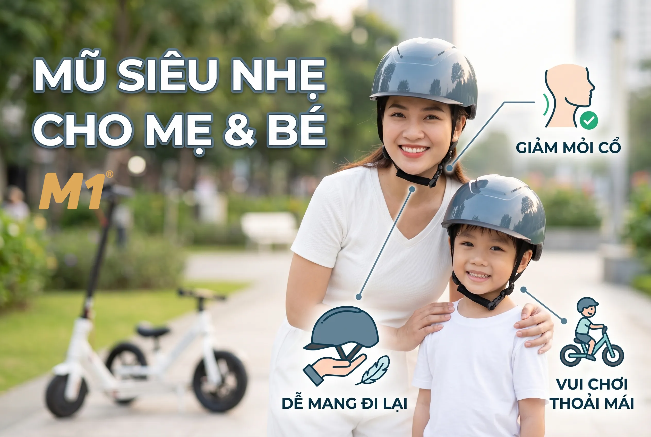 Vì sao phụ nữ và trẻ em nên chọn mũ bảo hiểm siêu nhẹ