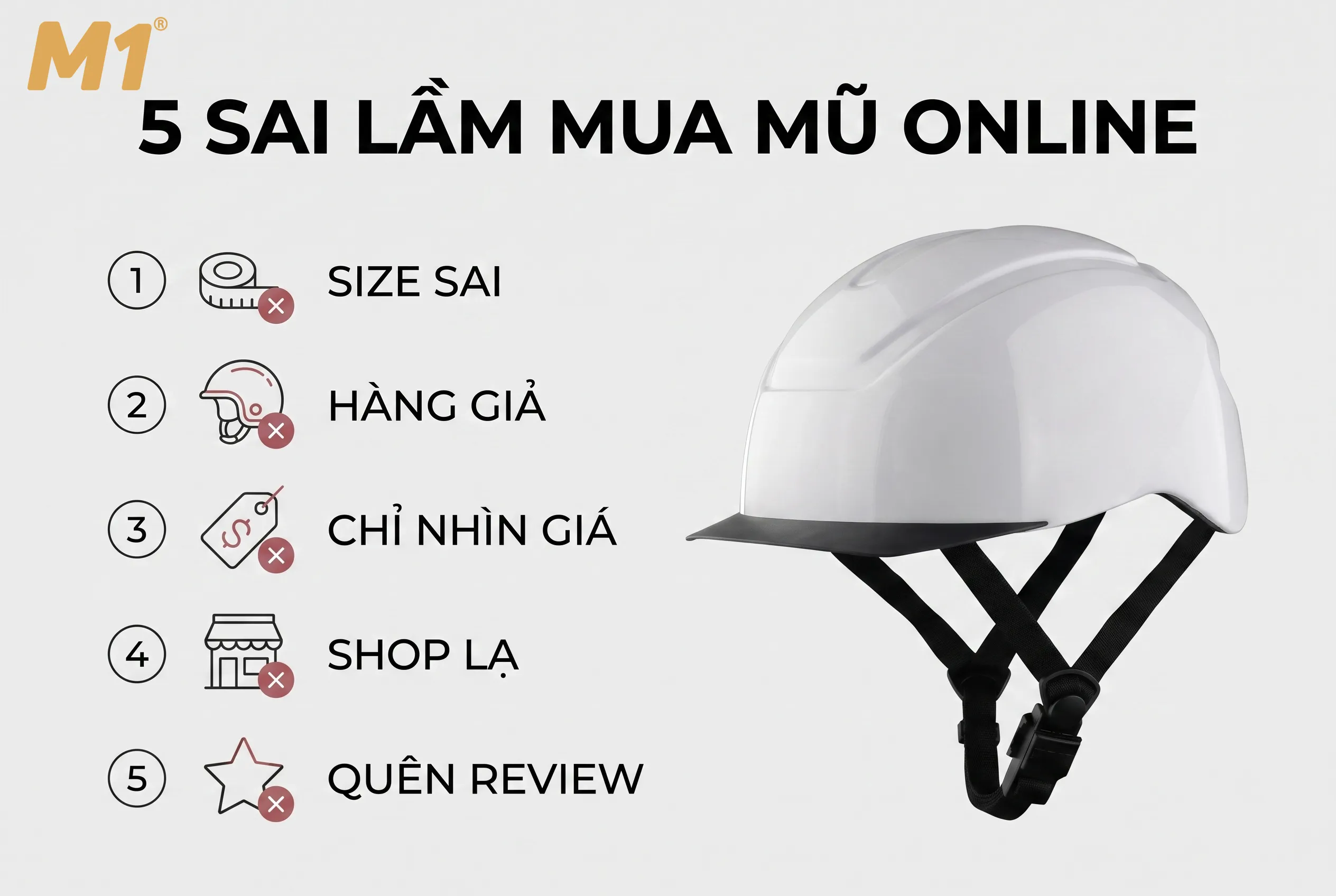 5 sai lầm khi mua mũ bảo hiểm siêu nhẹ online