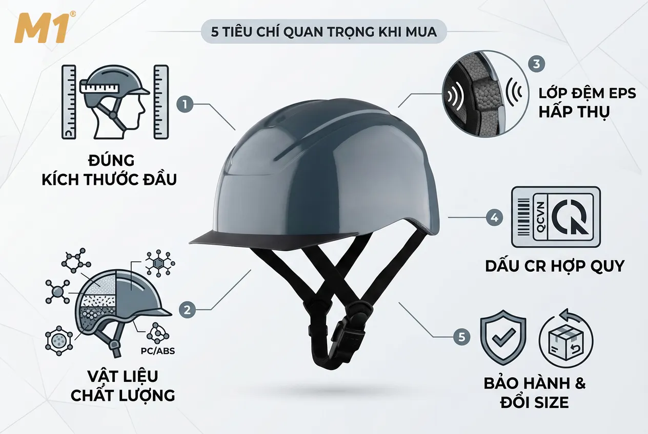 5 tiêu chí quan trọng khi mua mũ bảo hiểm siêu nhẹ