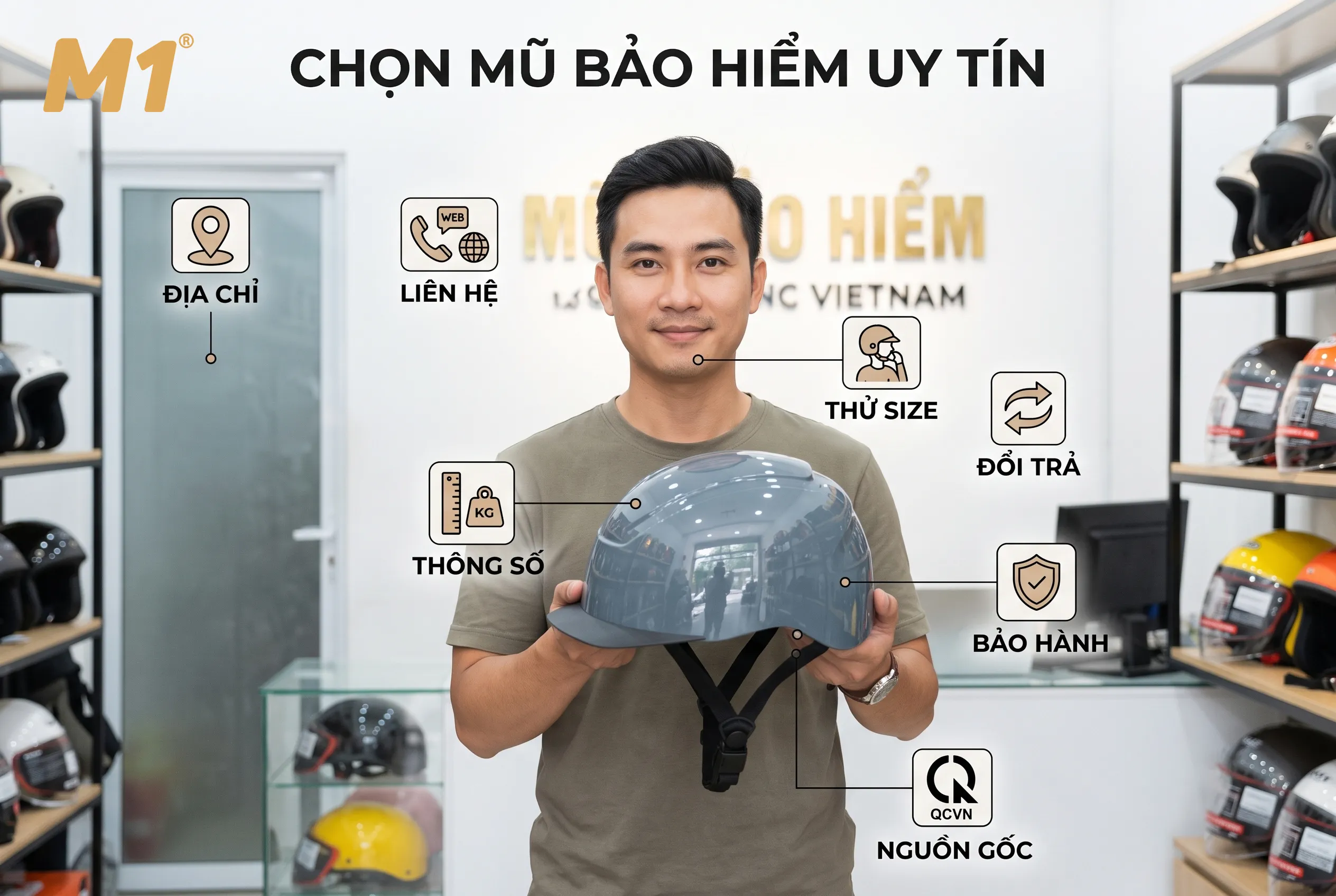 7 tiêu chí chọn cửa hàng bán mũ bảo hiểm gần đây uy tín