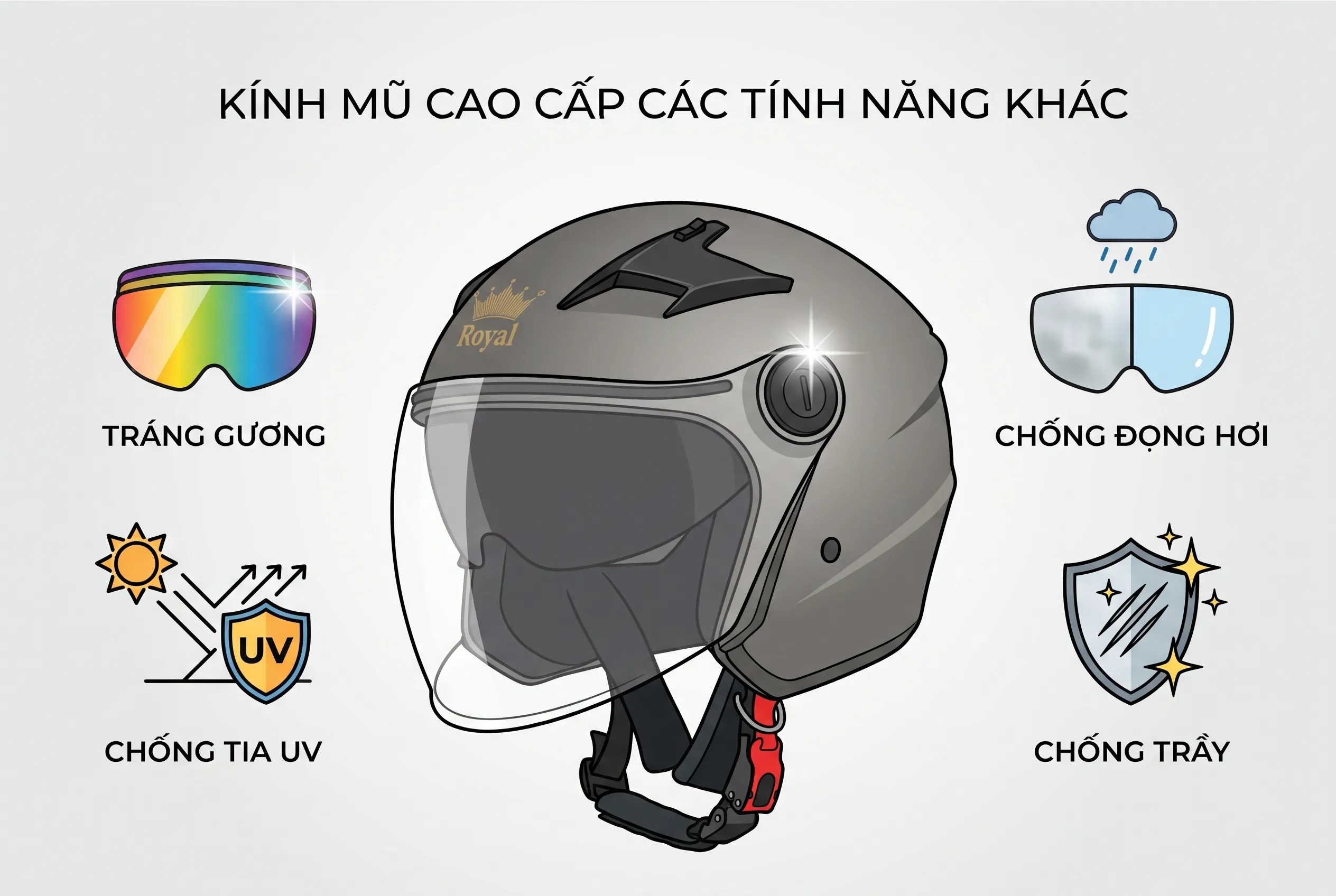 Các loại kính mũ Fullface phổ biến khác