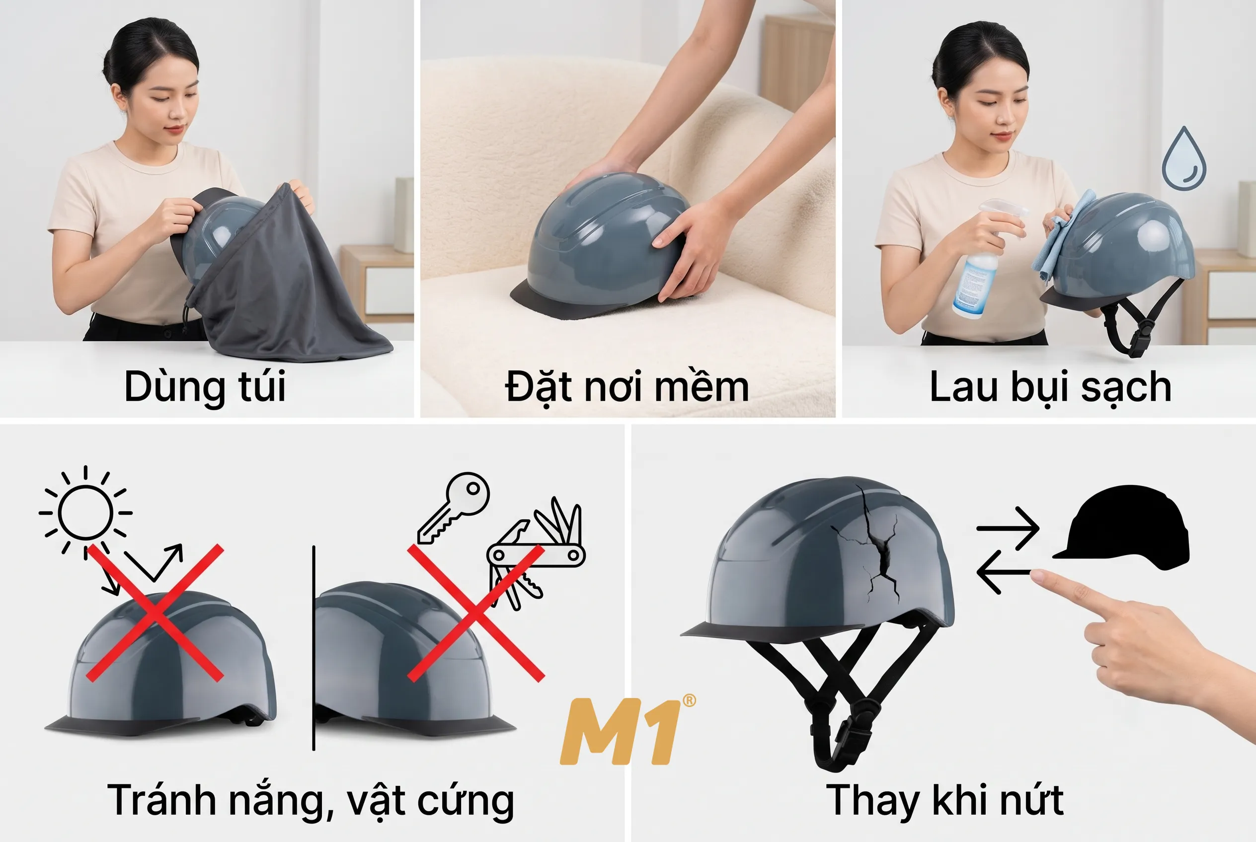 Cách bảo quản mũ bảo hiểm siêu nhẹ hạn chế trầy xước