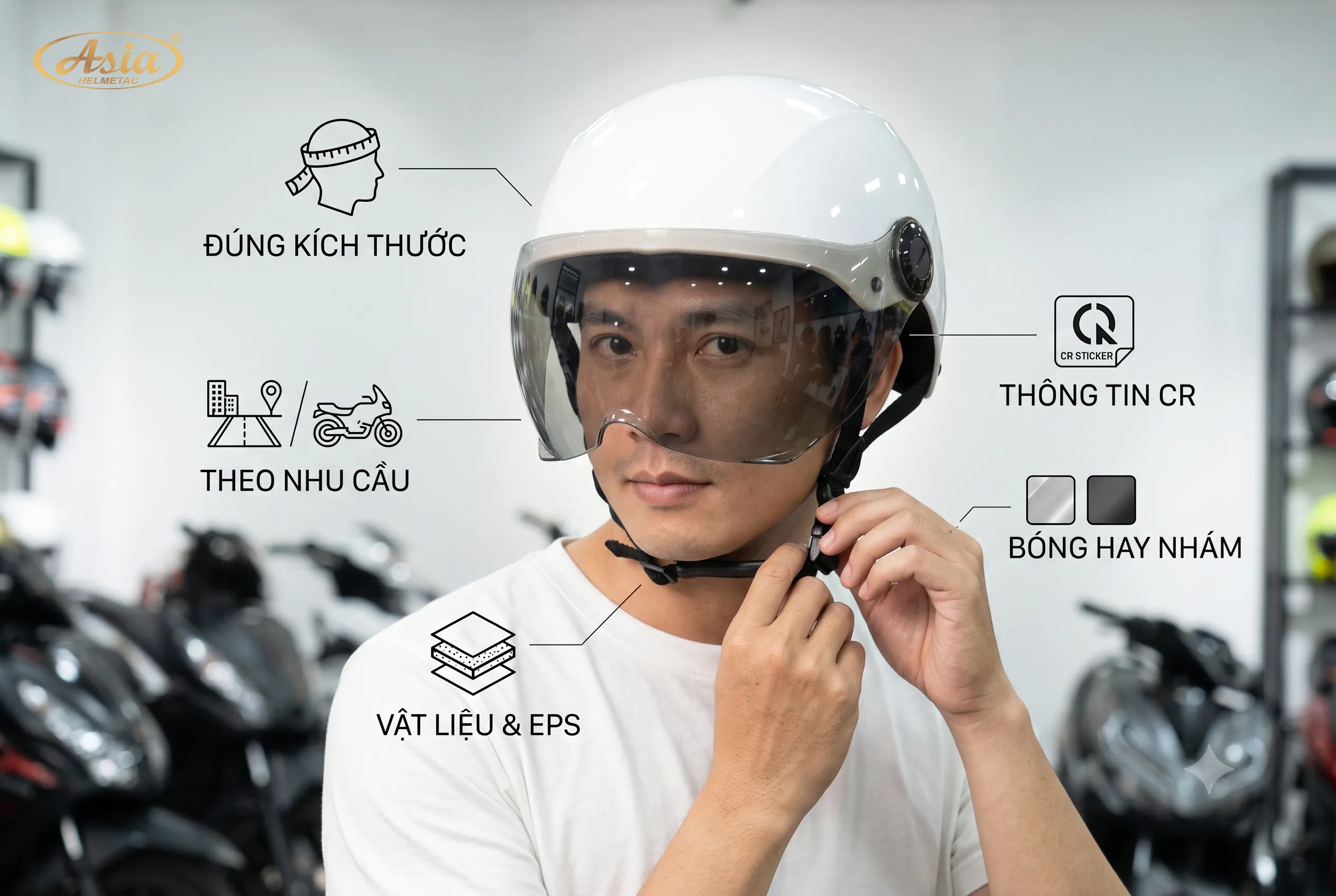 Cách chọn mũ bảo hiểm màu trắng đẹp và phù hợp