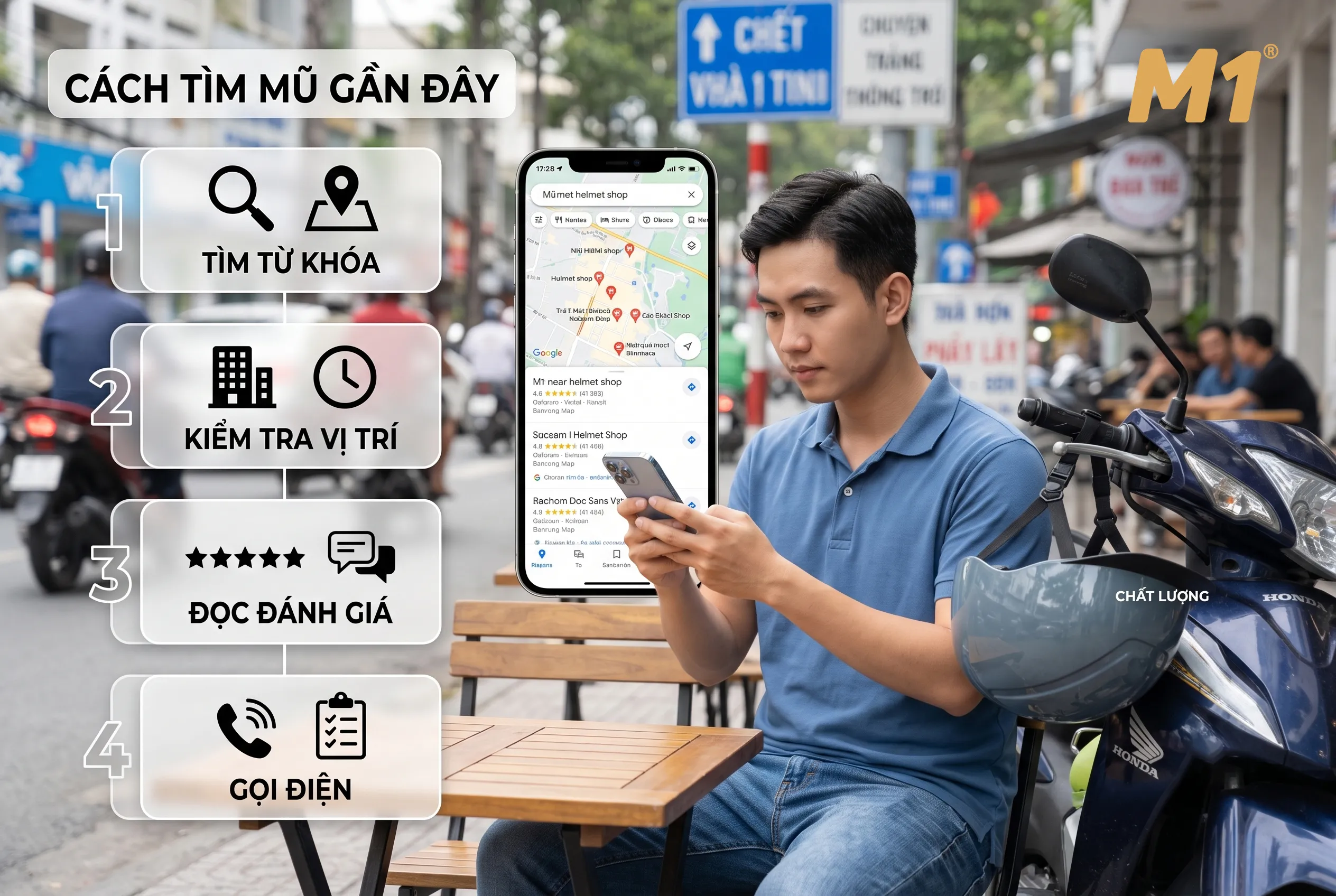 Cách tìm cửa hàng mũ bảo hiểm gần đây nhanh và chính xác