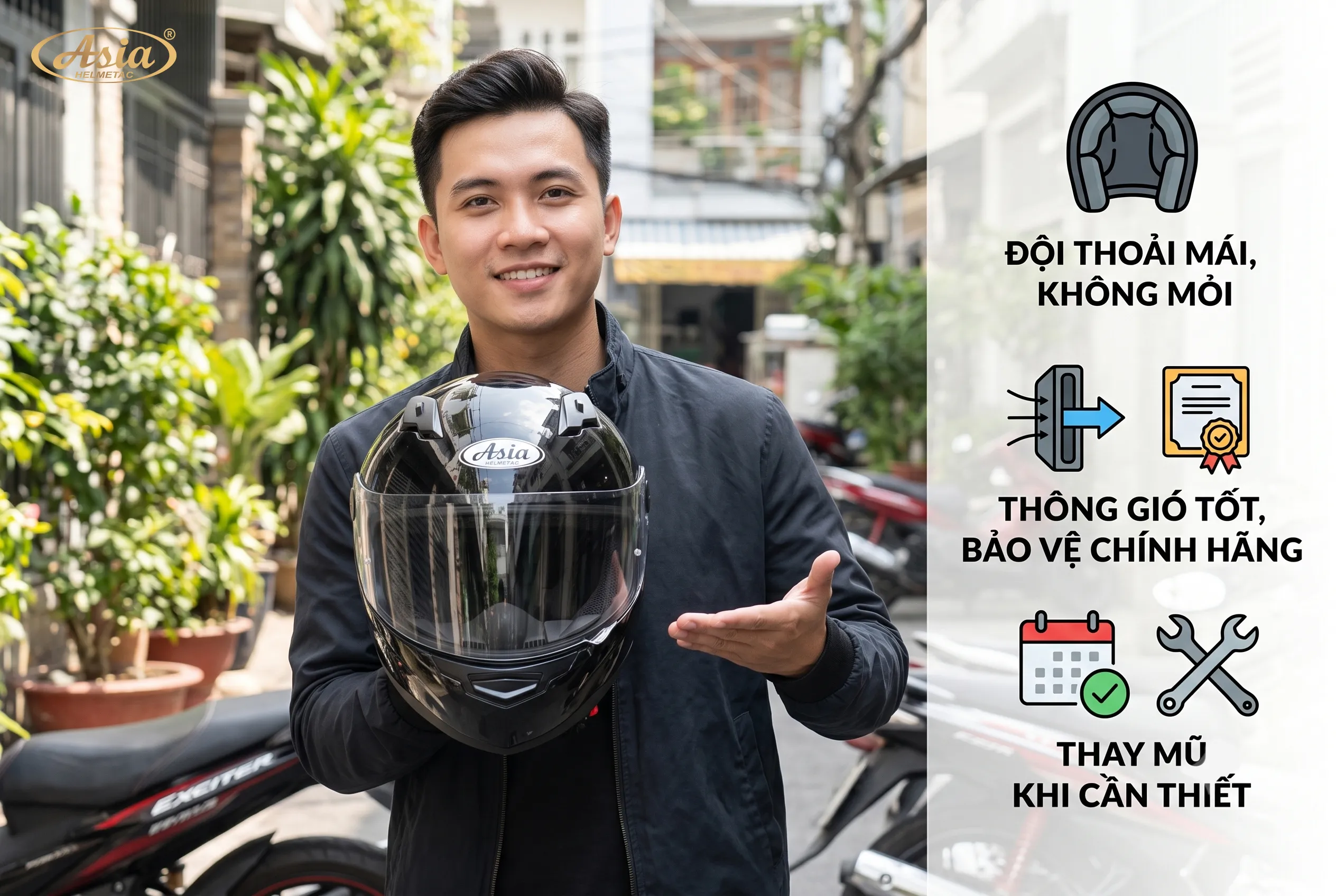 Câu hỏi thường gặp về cách chọn mũ Fullface